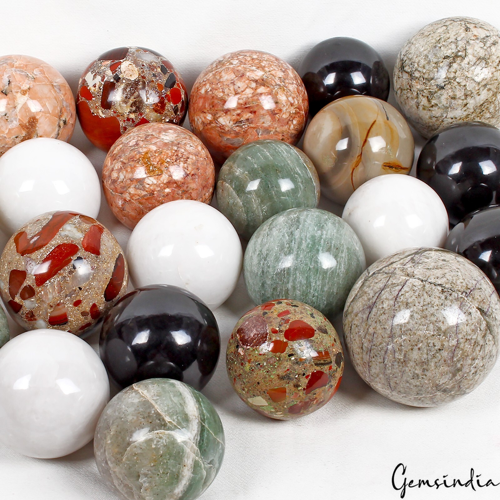 7 Kilo Natural Multi Gemstones Crystal Healing Ball /Sphere Wholesale Lot~ 24 Pc