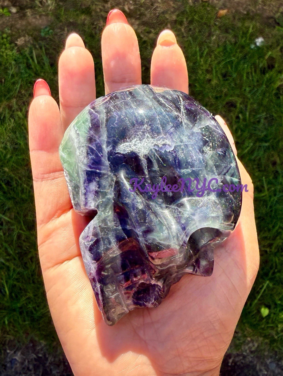 Wholesale Lot 4 PCs Natural Rainbow Fluorite Crystal Skull Healing Energy