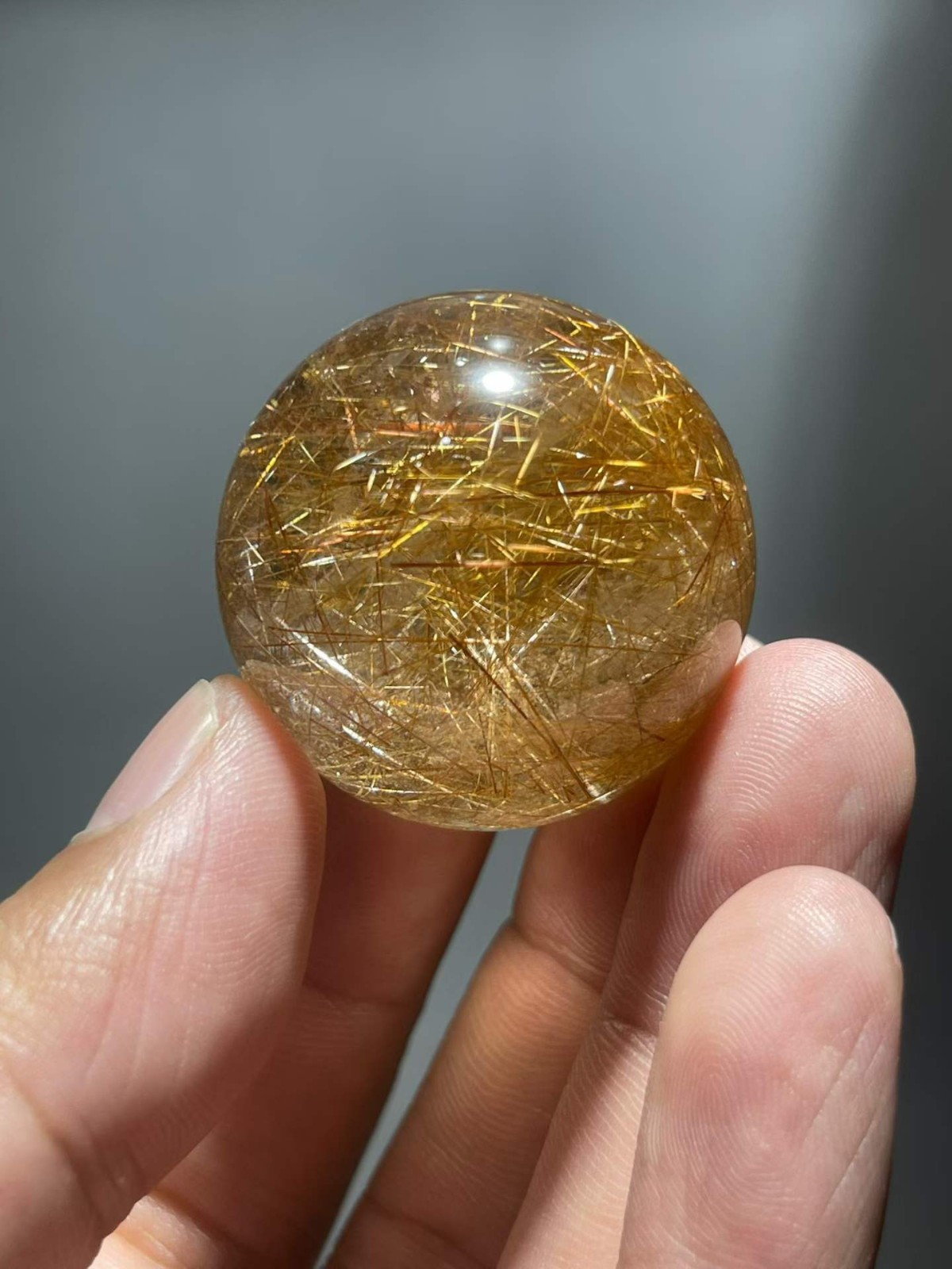 34mm Natural hairstone Quartz Ball Crystal polished Sphere Healing decor