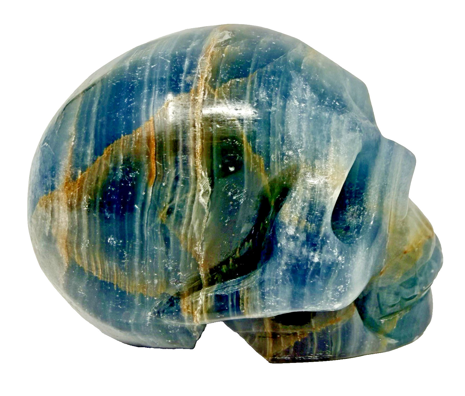 574g Blue Onyx Skull Crystal Beautifully Carved And Polished