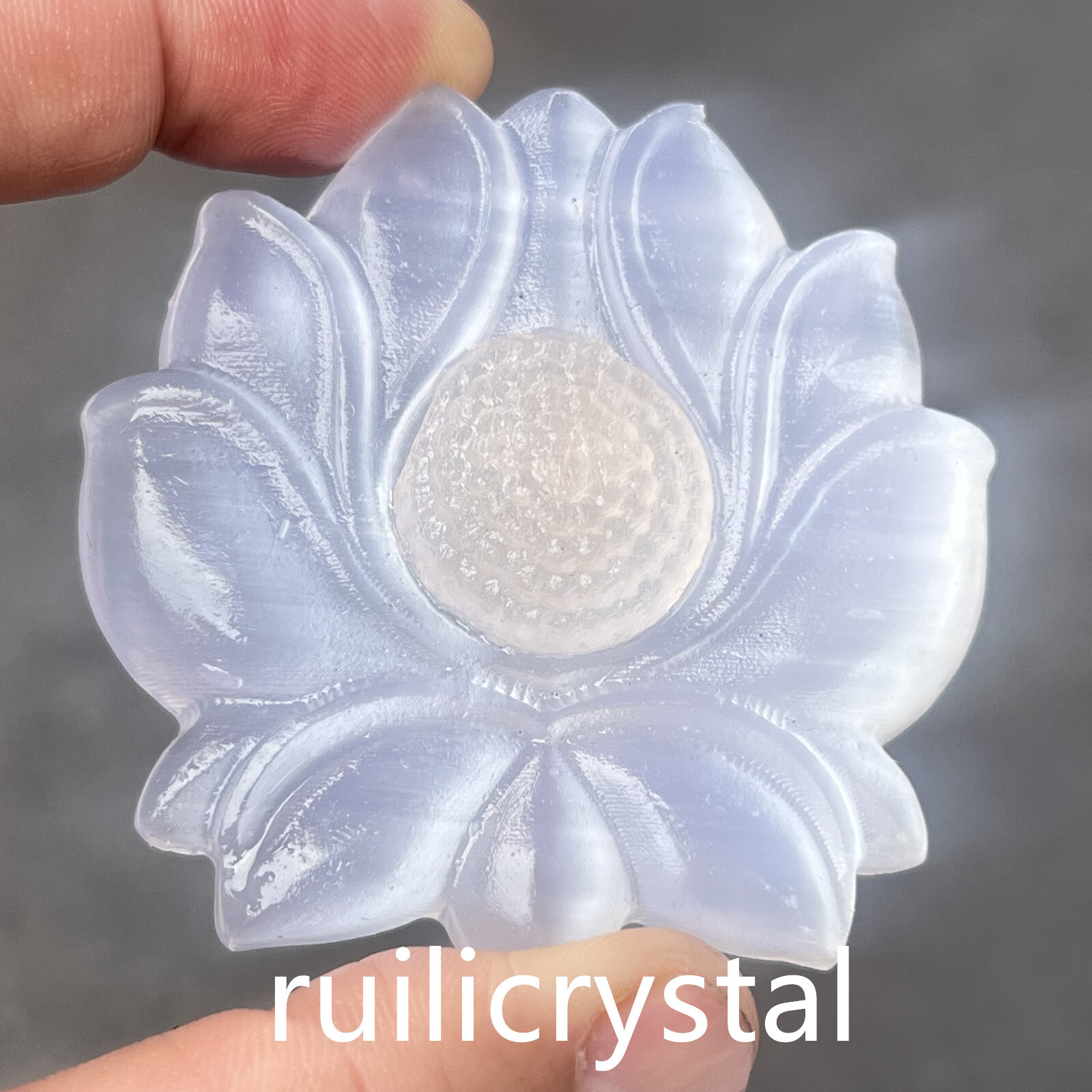 3 ” Natural Gypsum Quartz Hand Carved flower Skull Crystal Healing 1pc