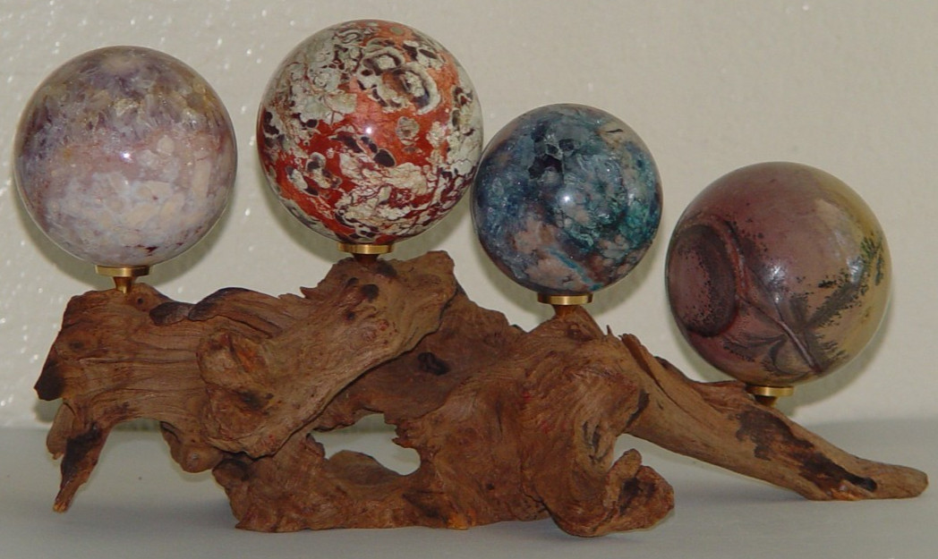 Natural Driftwood Crystal Sphere Display Stand 4 Holder Removable Peg Exact Wood