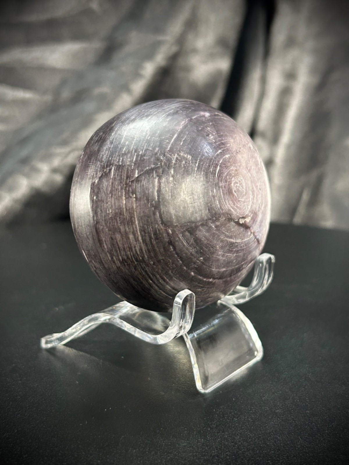 2.97″ Gemmy Lepidolite Freeform With Acrylic Stand 7.3oz (208 grams)