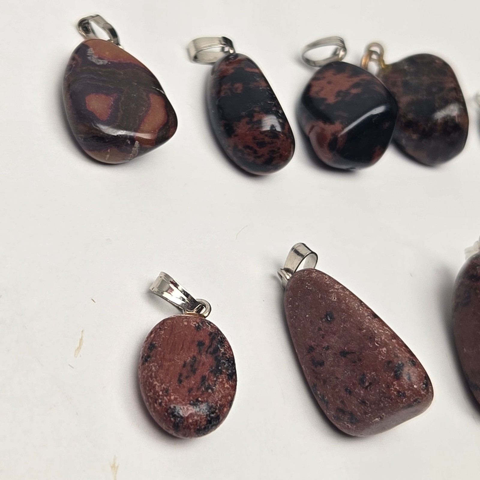 Lot 20 Mahogany Obsidian Tumbled Stone Pendants Natural Polished Rock Jewelry