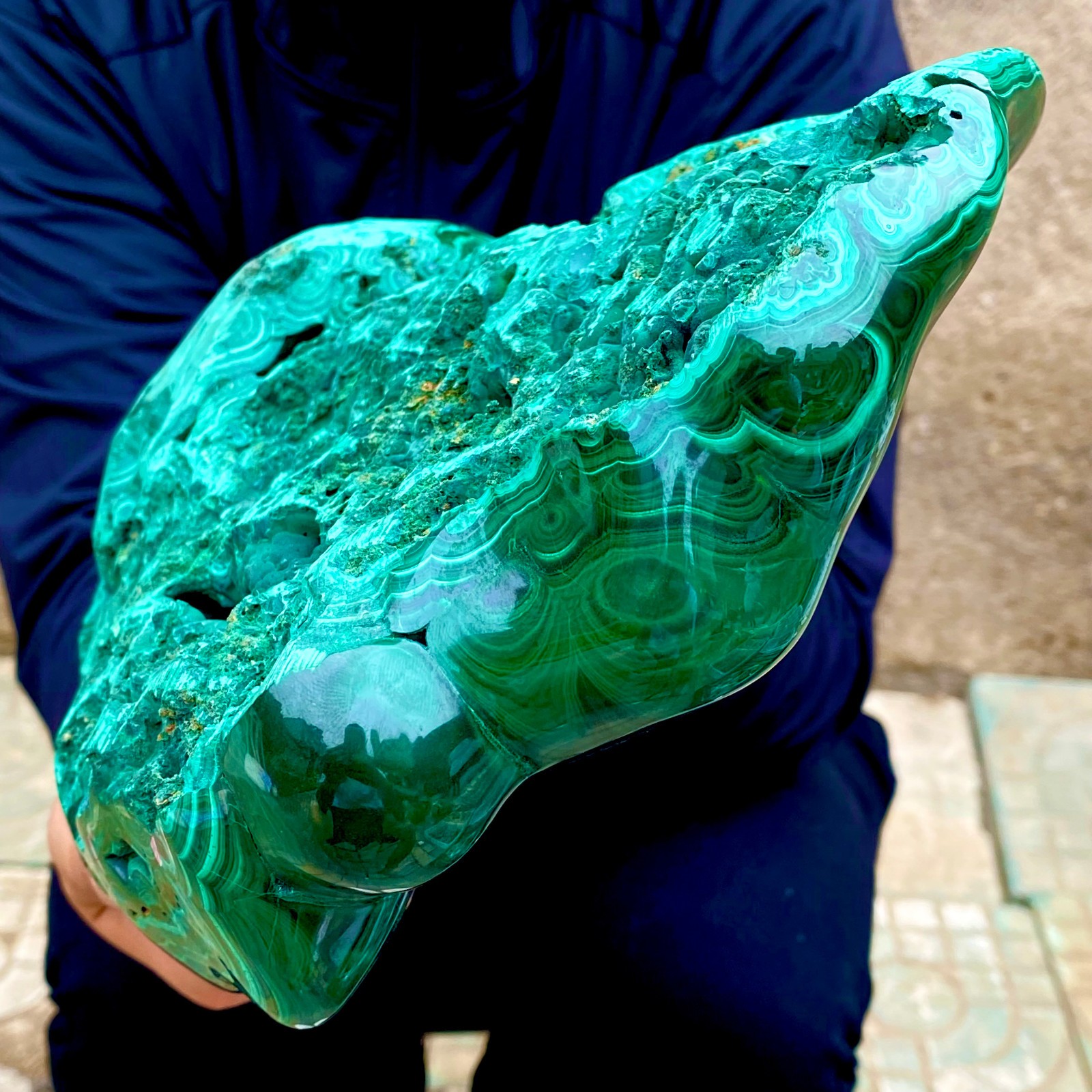 15.7LB Natural glossy Malachite transparent cluster rough mineral sample