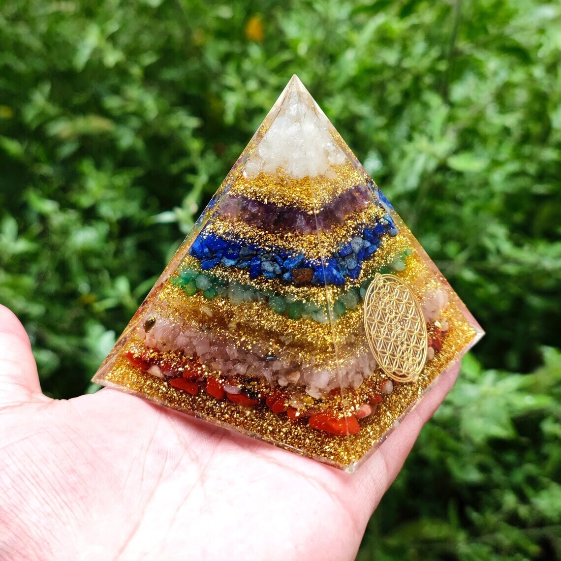 7 Chakra Orgone Pyramid Natural Gemstone Orgonite Pyramid Home Decoration