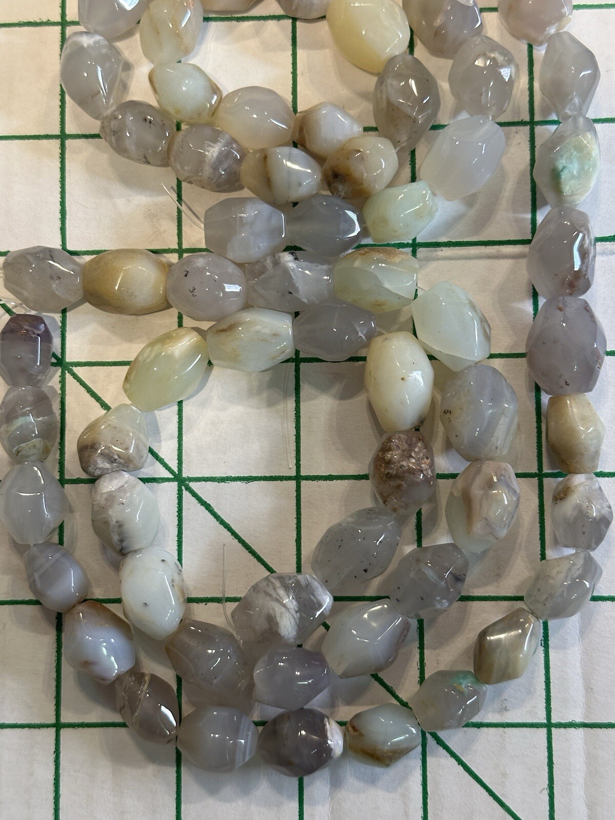 LOT 3 Polished 16” Agate Stones Strands Blue Brown Green White Mixed Colors READ