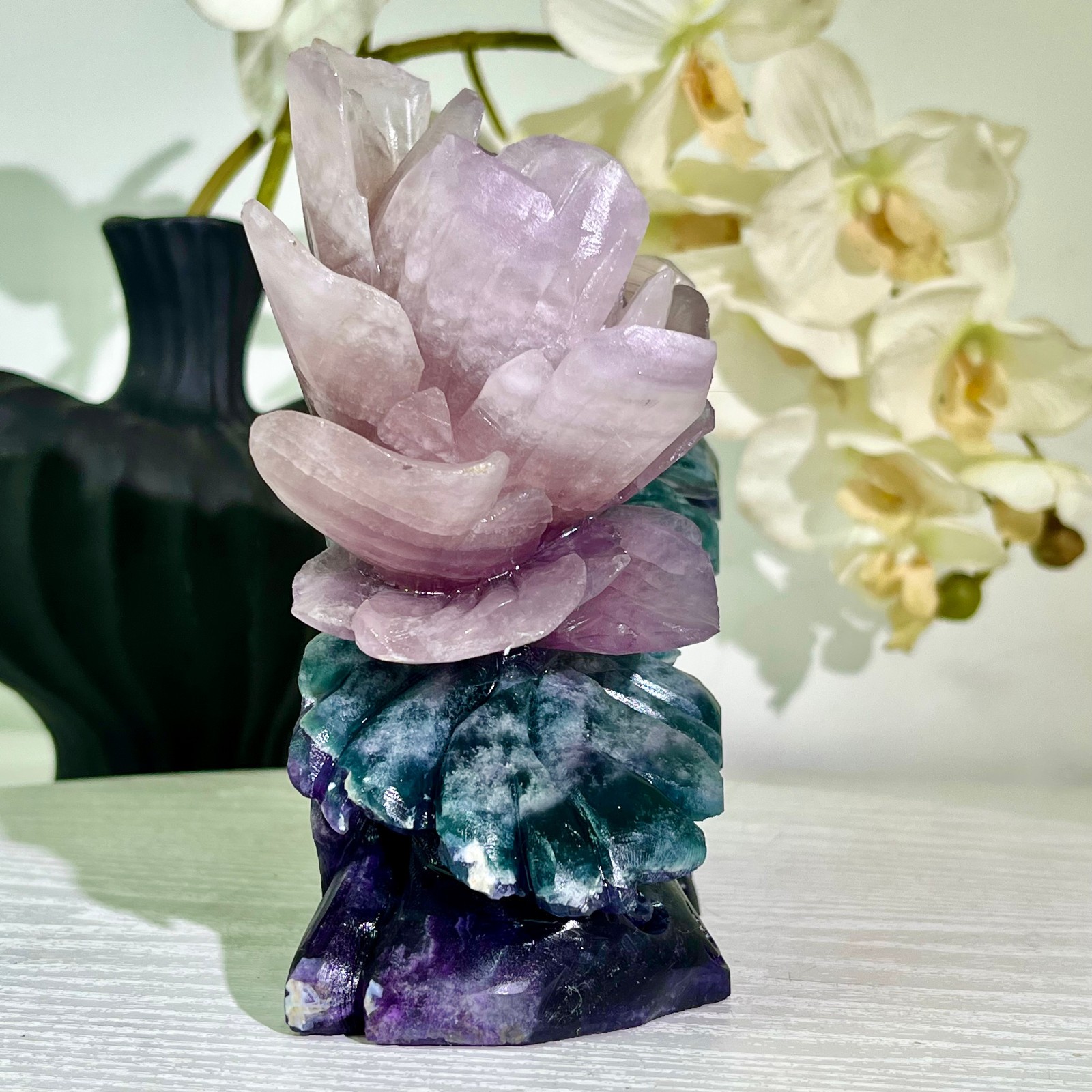5.57LB Natural fluorite quartz products, hand carved and polished spiritual orn