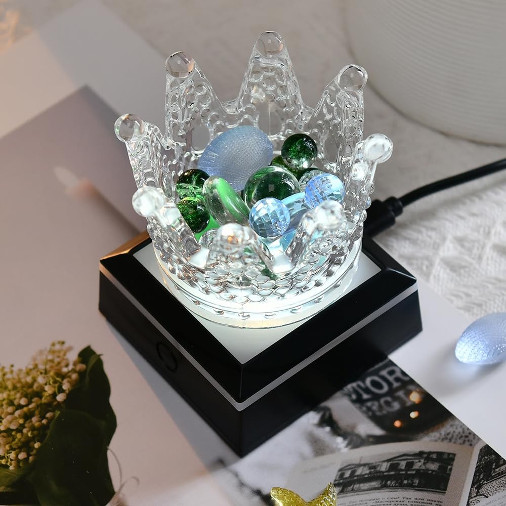 Light Base Display Stand for Glass Art Black Square Pedestal Lighted Up Stand…
