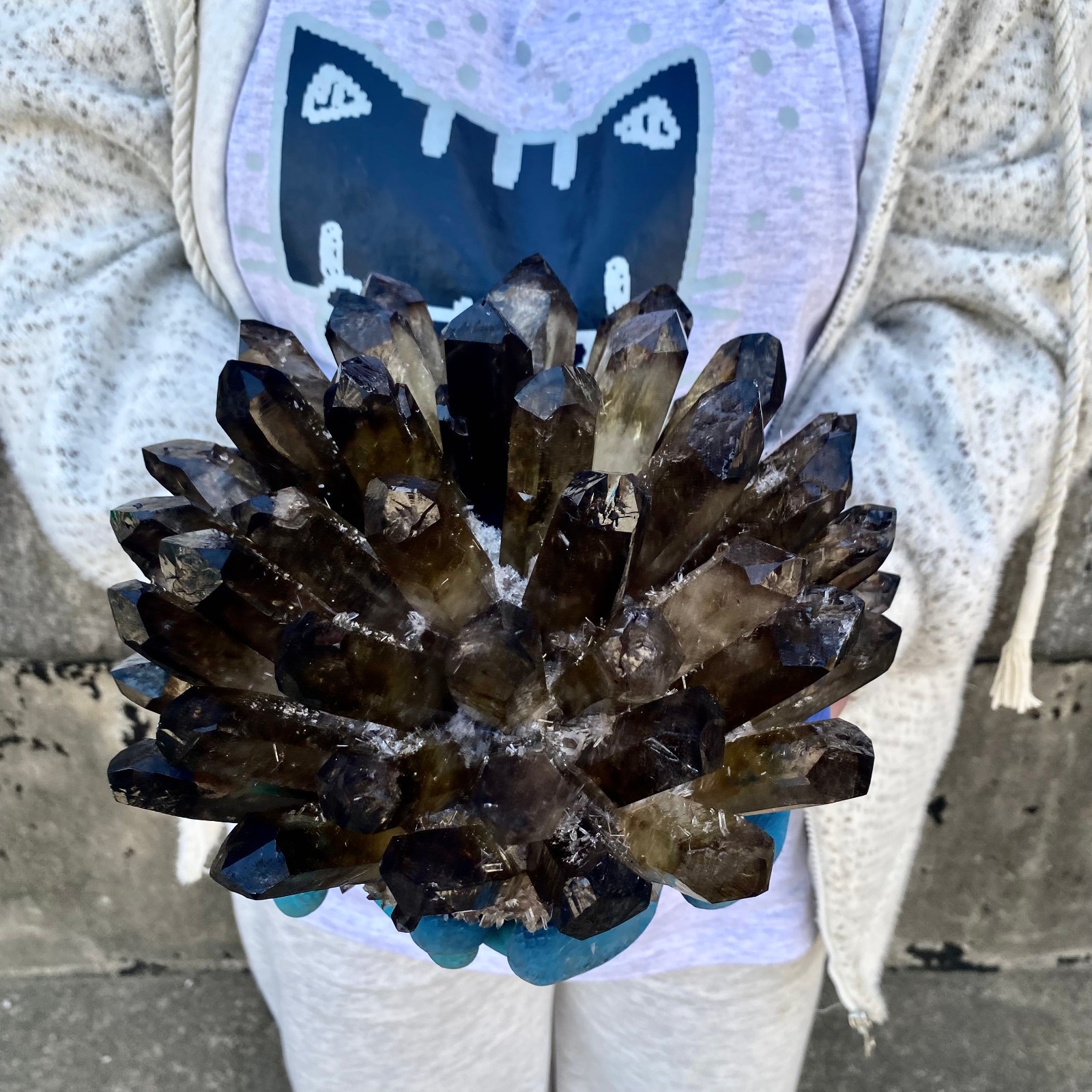 13.27LB New Find black Phantom Quartz Crystal Cluster Mineral Specimen Healing