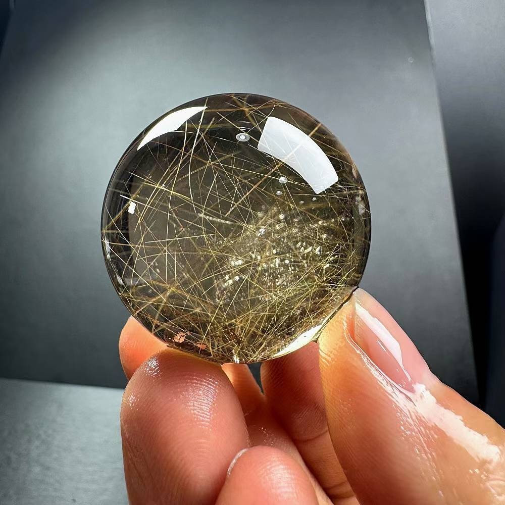 80g Natural Rutilated Quartz Sphere Crystal Ball Mineral reiki Decor