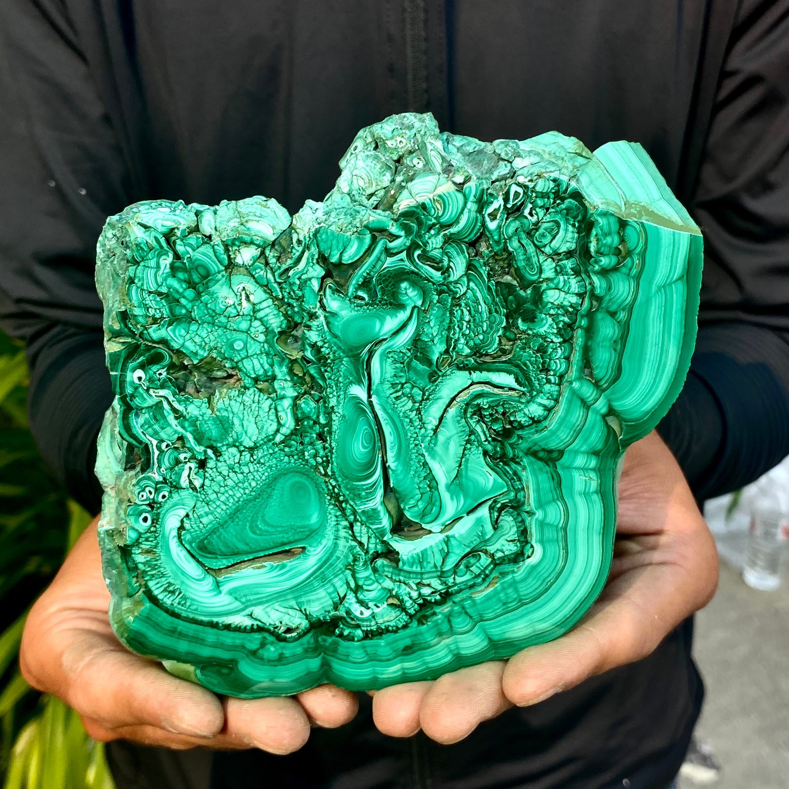 1.58LB Natural Green Malachite Crystal Flaky Pattern Ore Specimen Quartz Healing