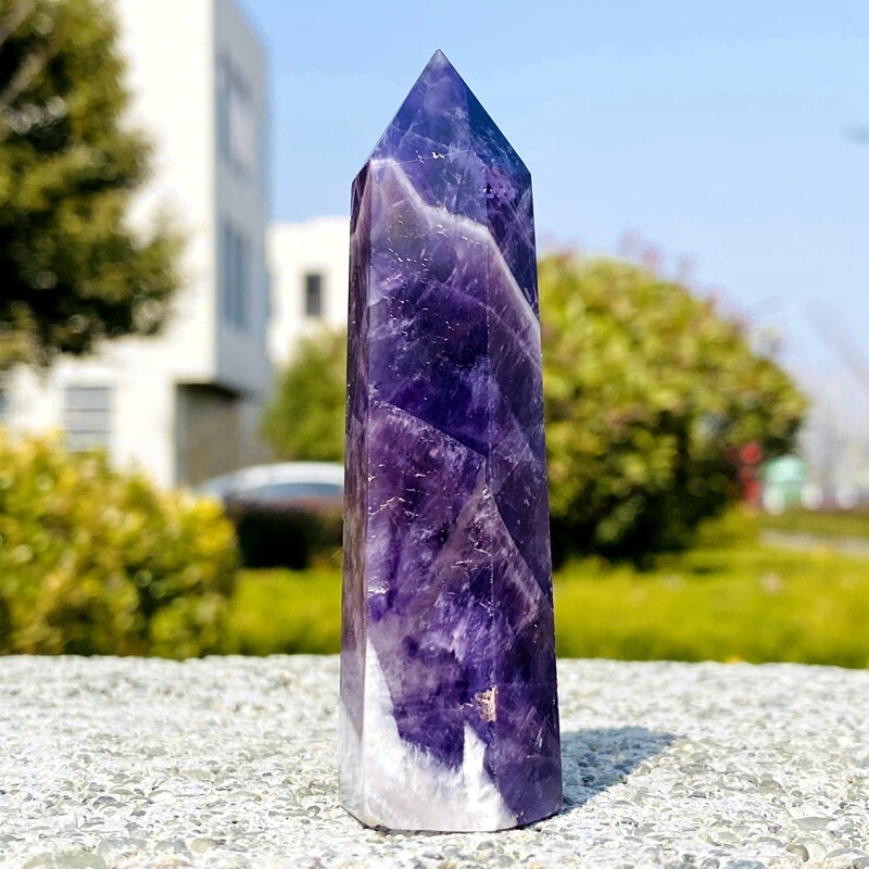 74g Natural dreamy amethyst obelisk quartz crystal energy column