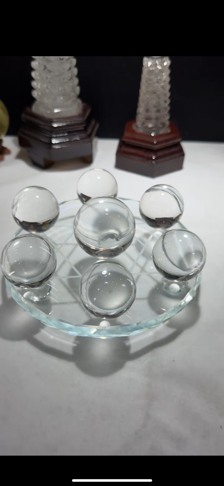 TOP Natural clear quartz ball carved crystal sphere Seven Star Group+stand 7PC