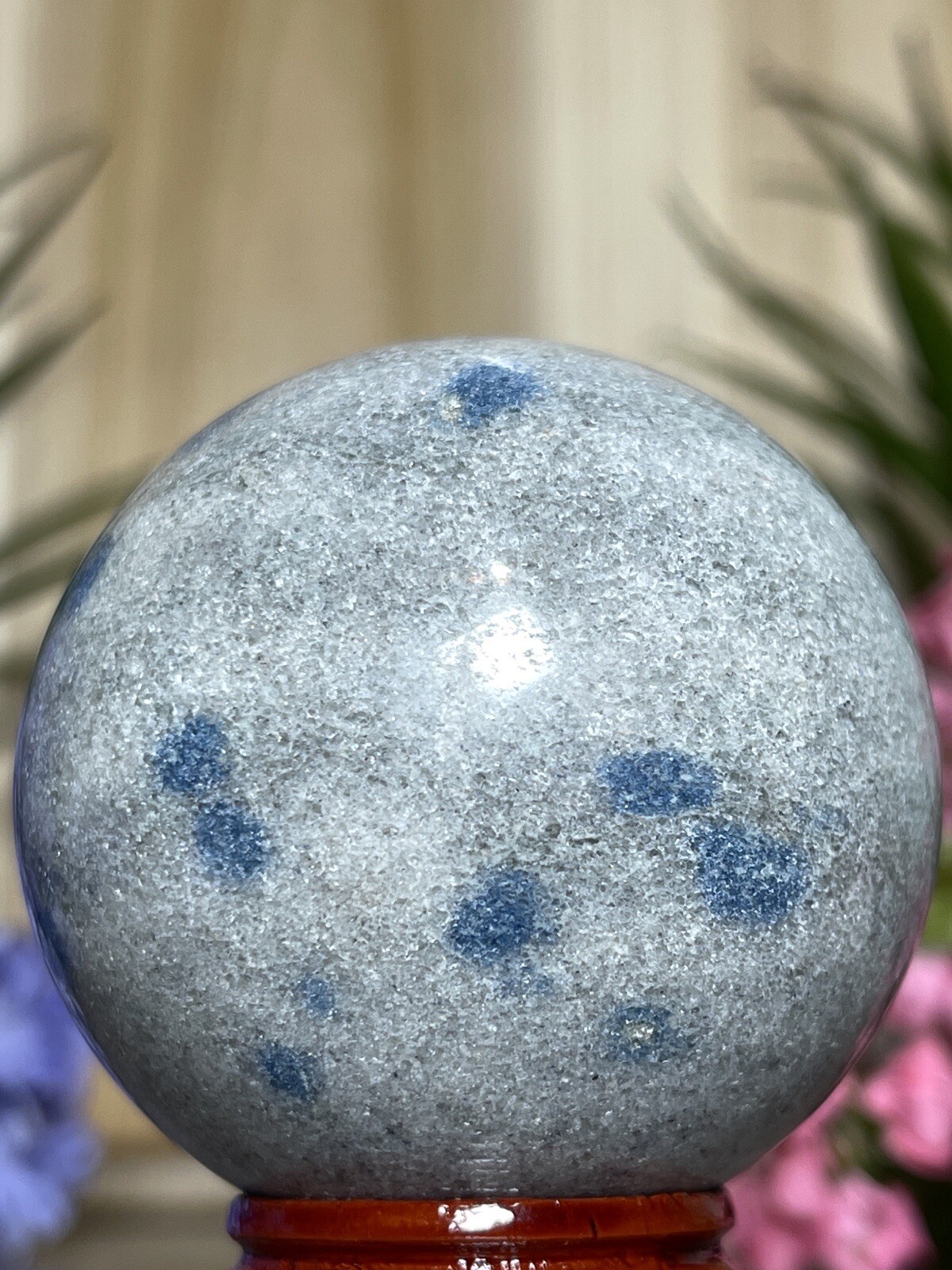 Cleavelandite Apatite SPHERE – Mineral Blue Grey Crystal Witch Stone Not K2