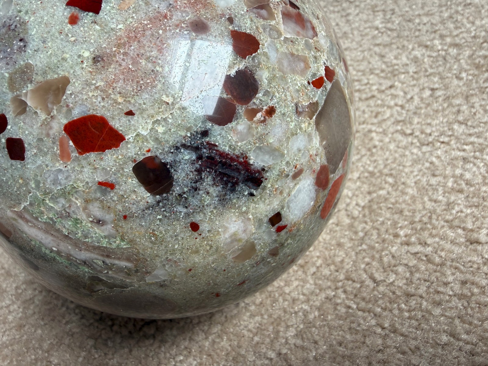 8.75lb Michigan Puddingstone Pudding Stone 5 1/2″ custom made beautiful SPHERE