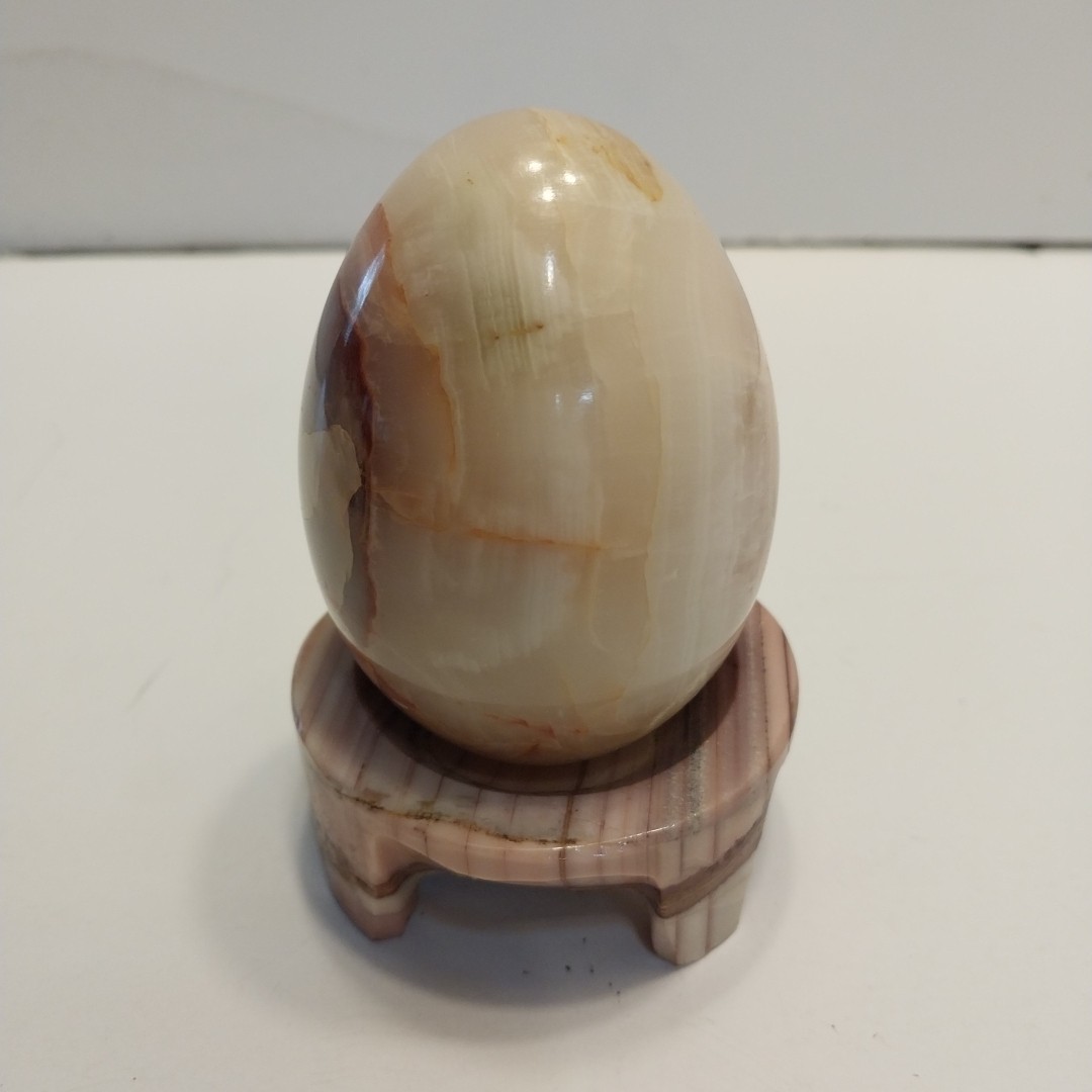 Banded Onix Stone Egg on Matching Footed Stand