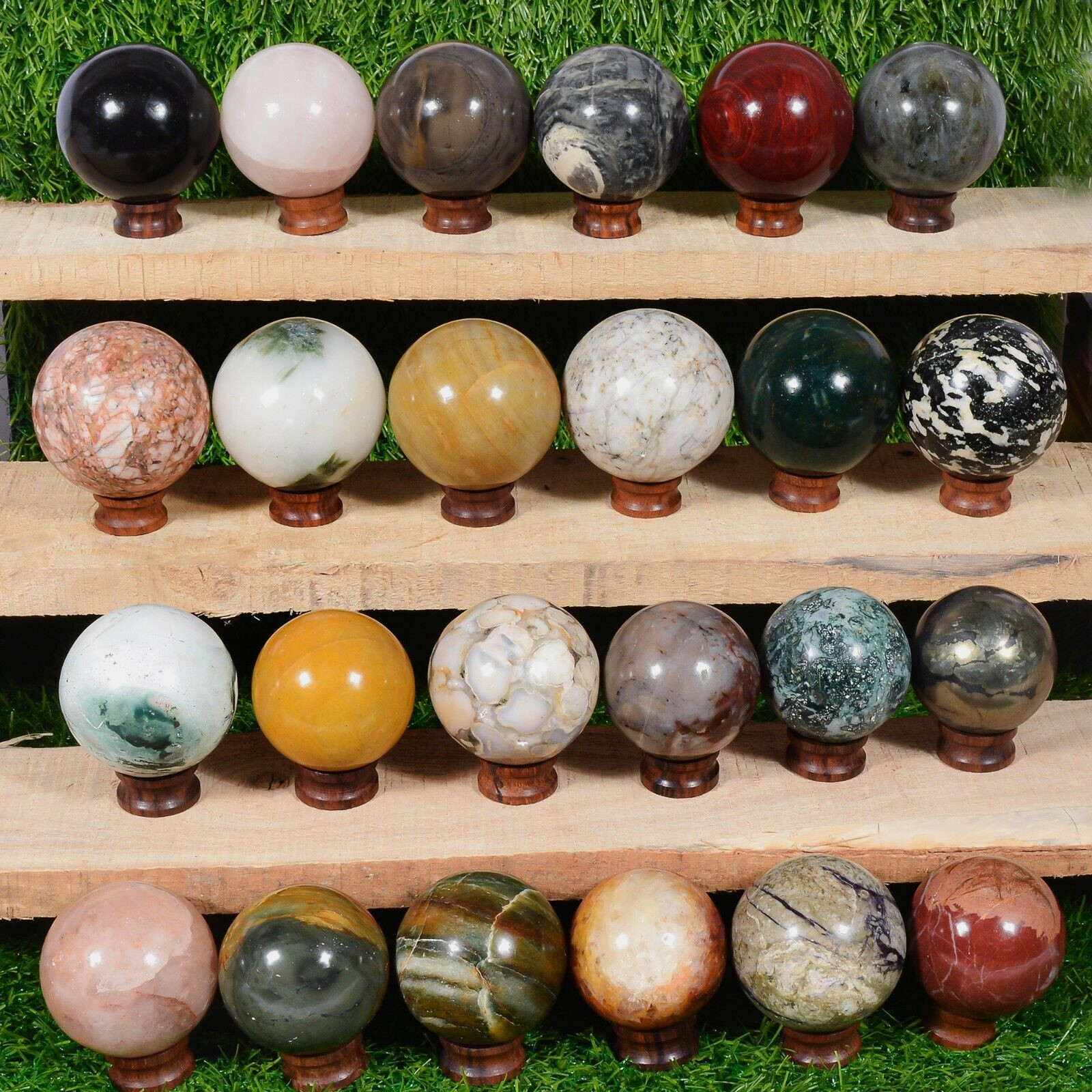 6.4 Kg/24 Pcs Natural Untreated Bi Color Multi Gems Huge Sphere Wholesale Lot