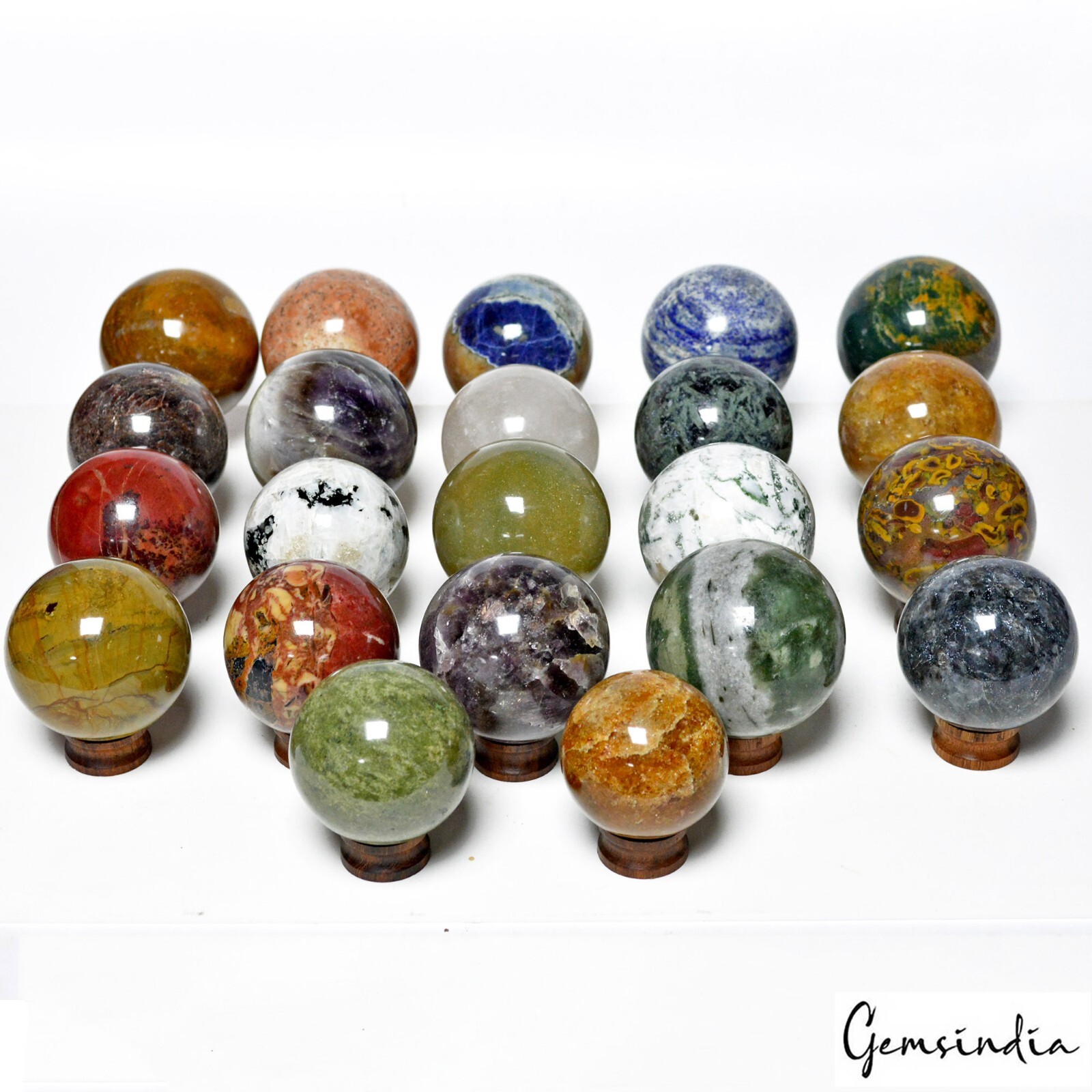 22 Pcs Set/48-61mm Natural Multi Color Healing Crystal Mineral Gem Spheres/Ball