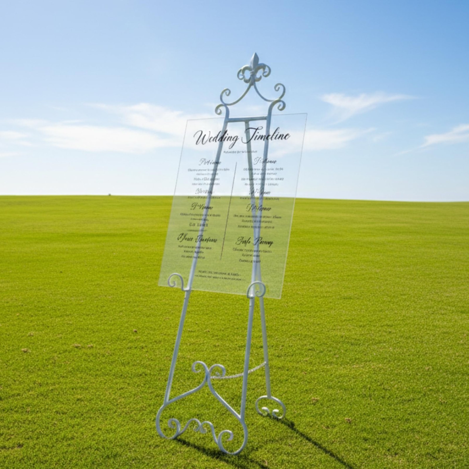60” H White Easel Stand for Sign, Large Adjustable Metal Display Standing