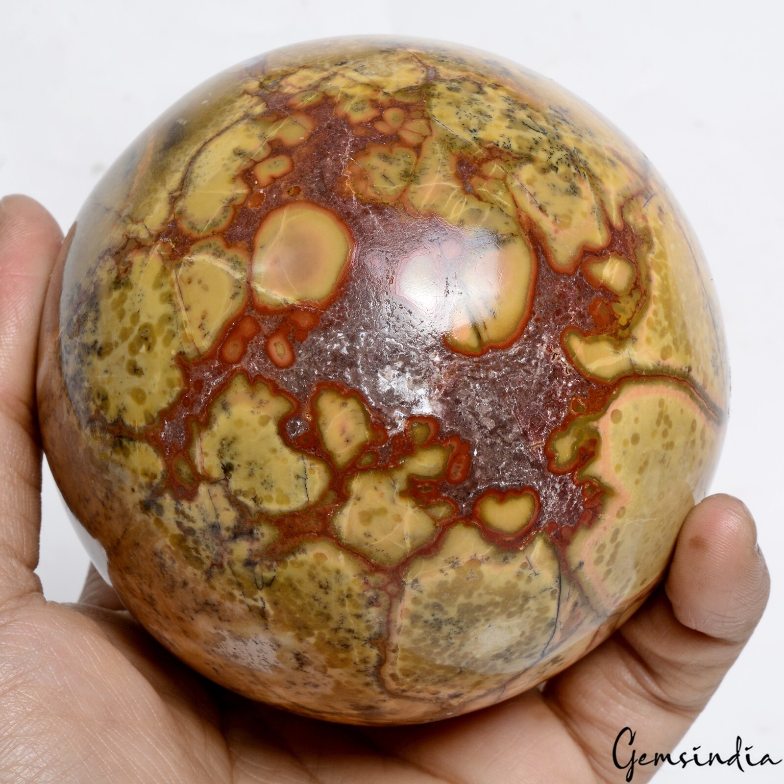 1.2 Kilo Natural Ocean Jasper Healing Crystal Mineral Gem Sphere/Ball With Stand