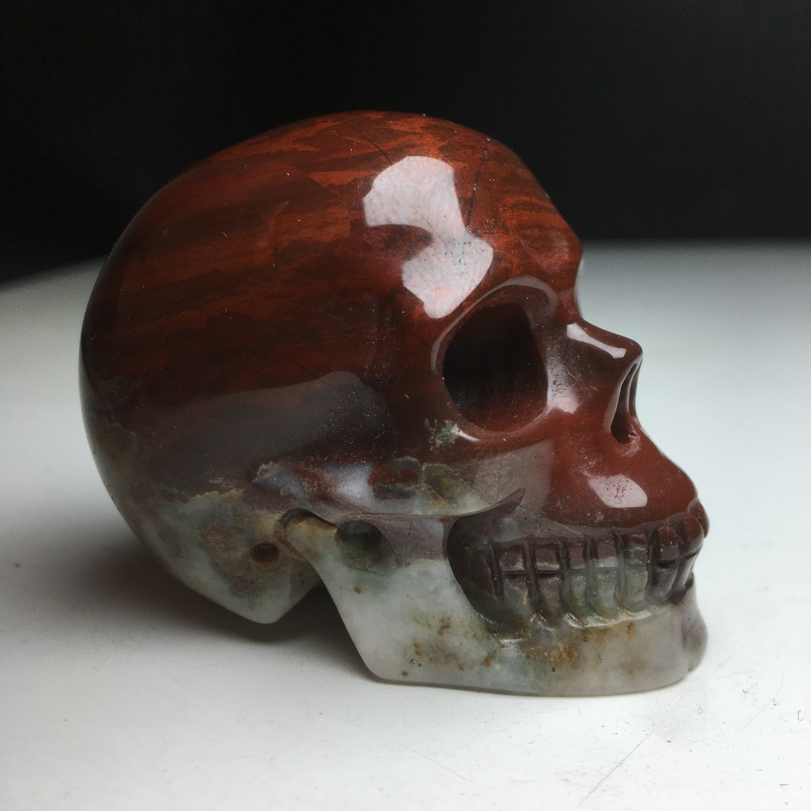 2.0”Natural Crystal Mineral Specimen.RED AGATE.Hand-carved SKULL.Statue.GIFT.CG