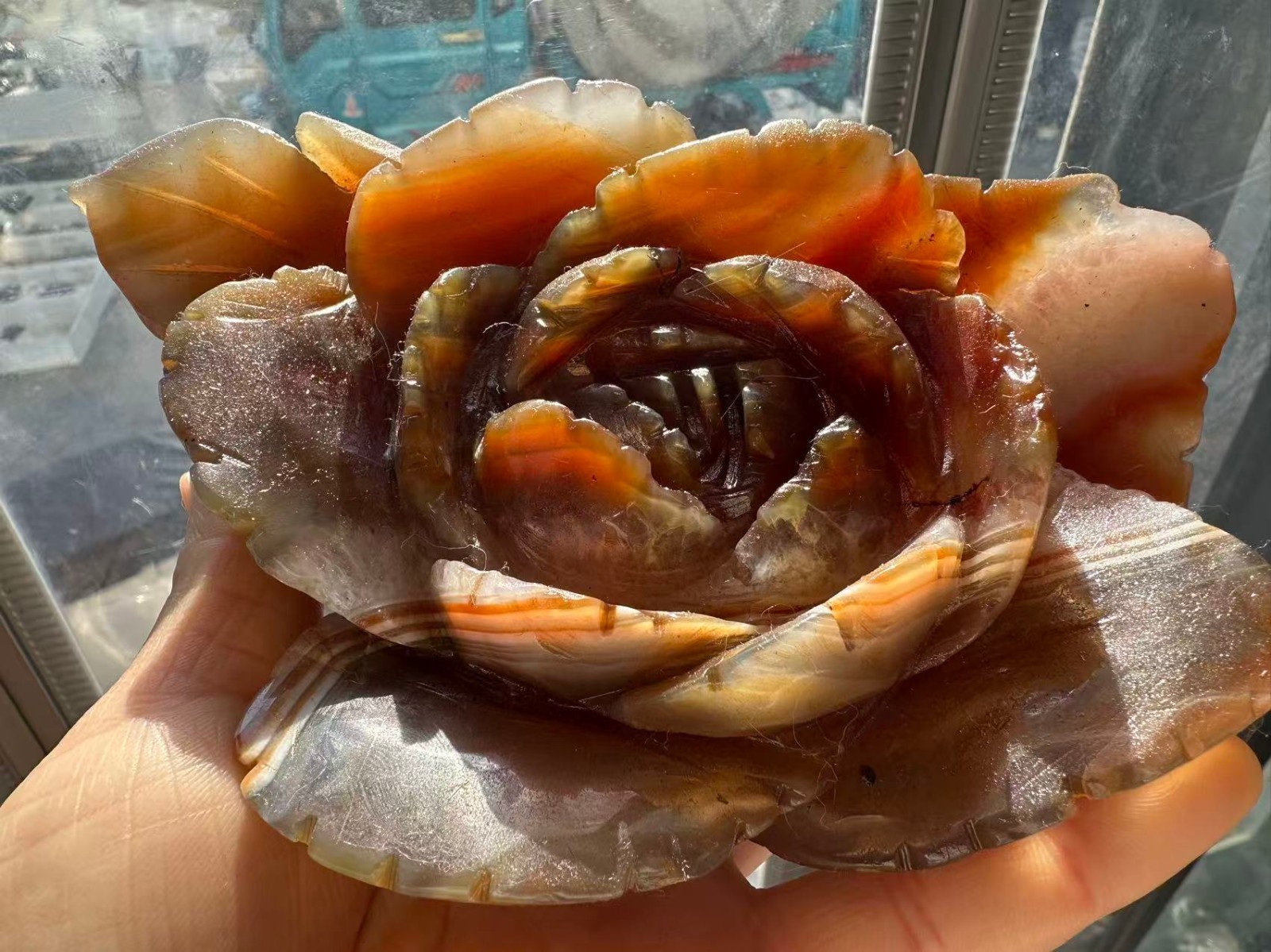 1pc Natural Agate Quartz Carved Flower Skull Crystal Reiki healing Decor Gift