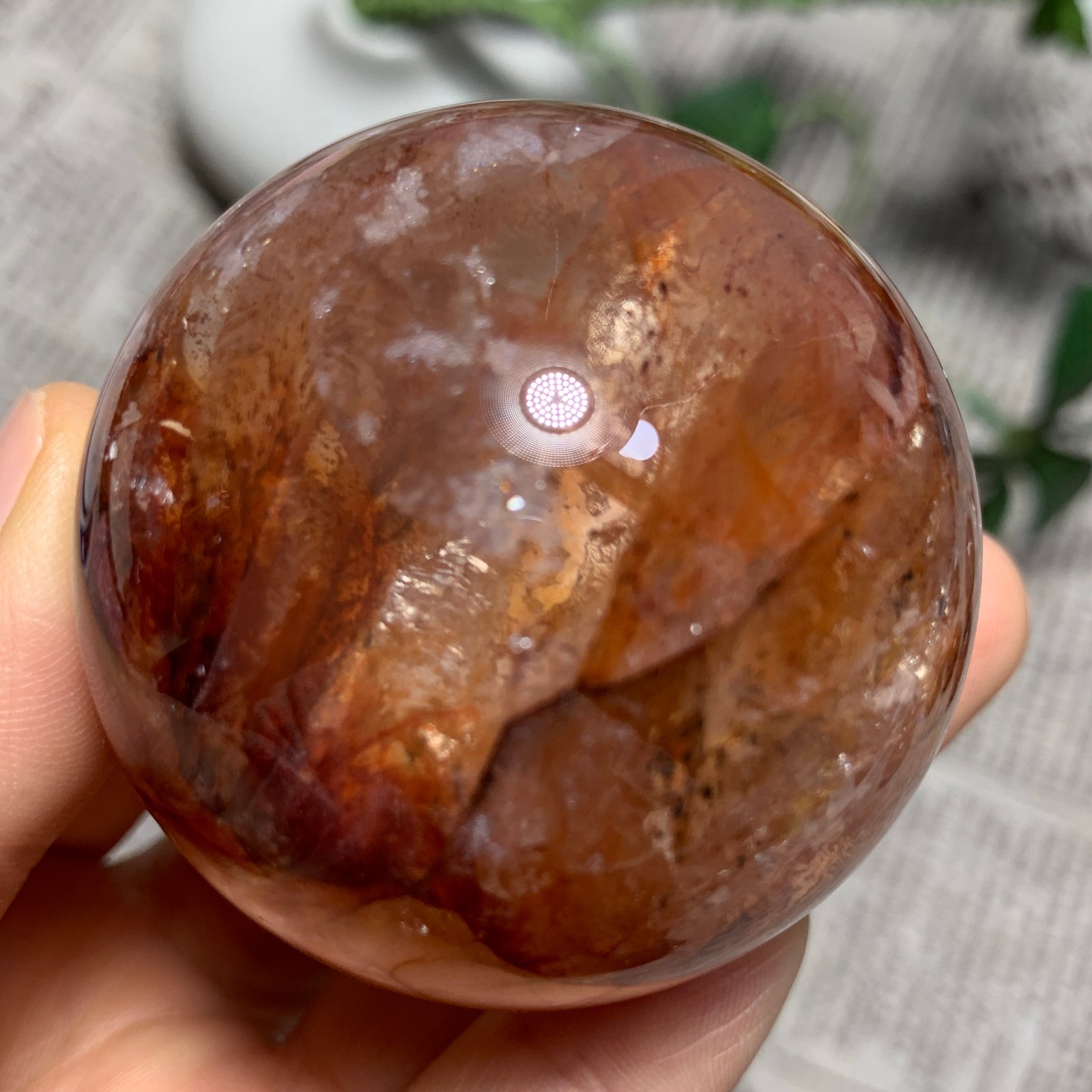 216G Natural Red Gum Flower Ball Crystal Sphere Specimen Energy Healing Reiki