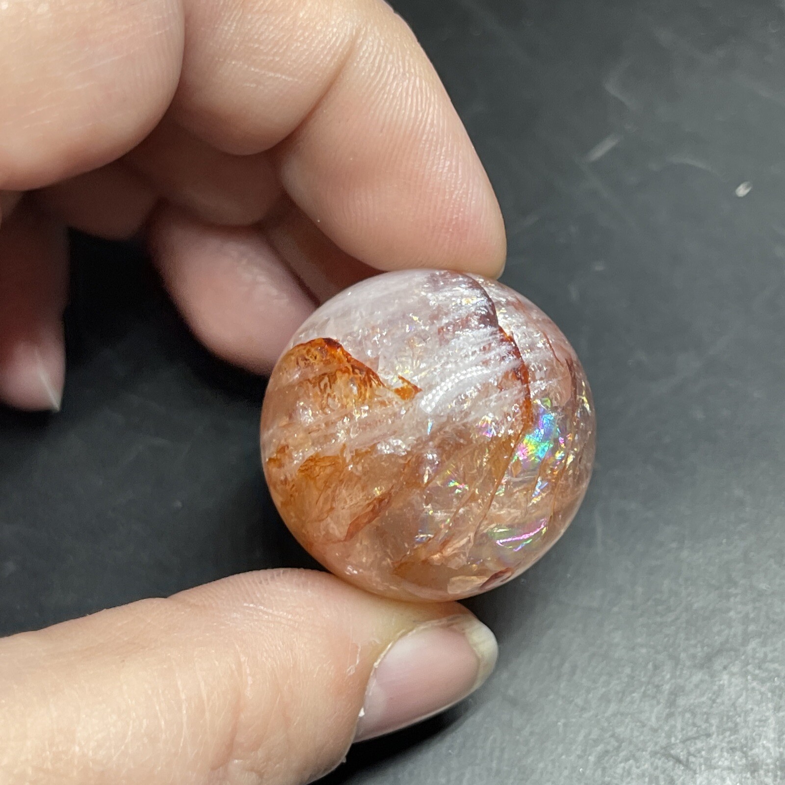 Fire Quartz Hematoid Crystal Sphere Ball Mini Sphere Marble 27.8mm