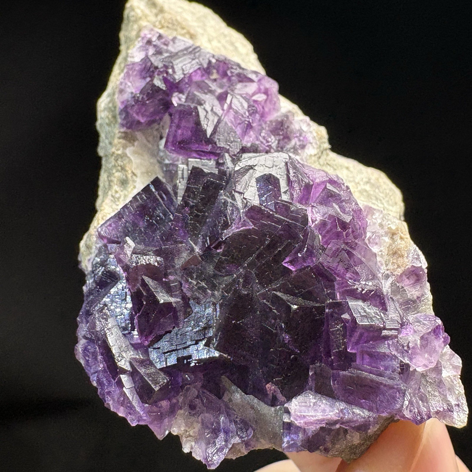 Natural Phantom Fluorite Recursive Growth Geometric Raw Mineral Specimen Crystal