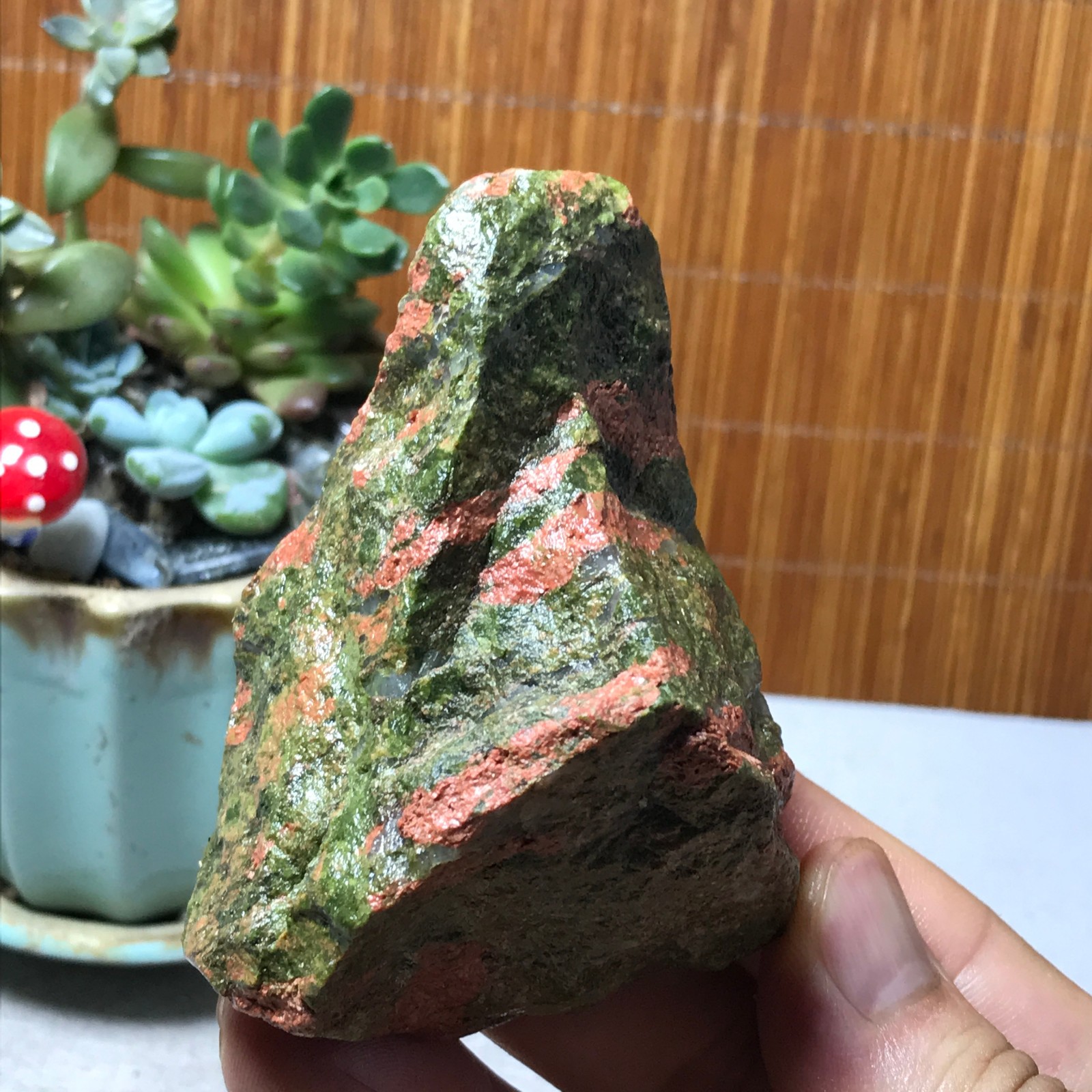 213g Natural Unakite Crystal gemstone Rough Mineral Specimen healing A6356