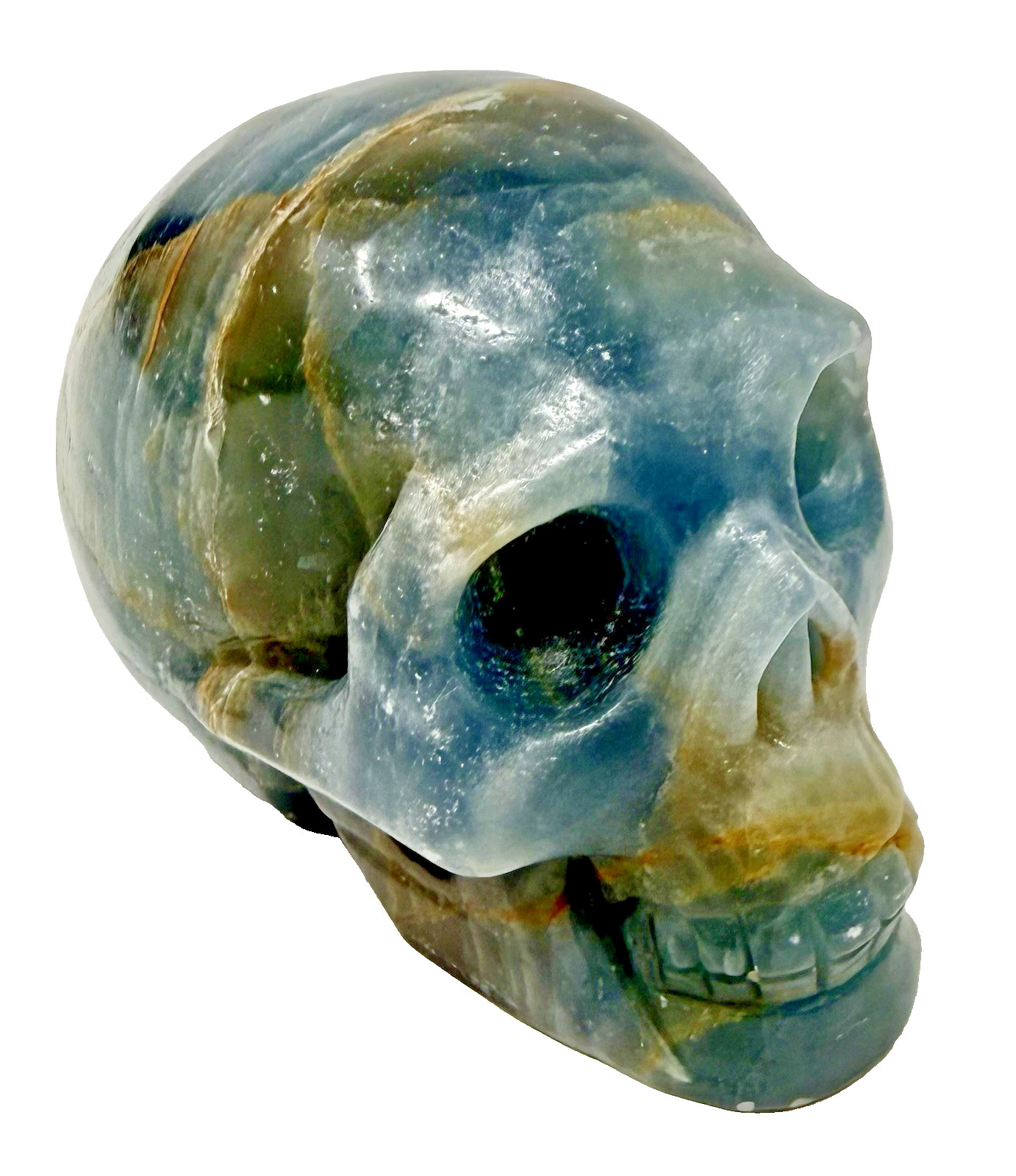 574g Blue Onyx Skull Crystal Beautifully Carved And Polished