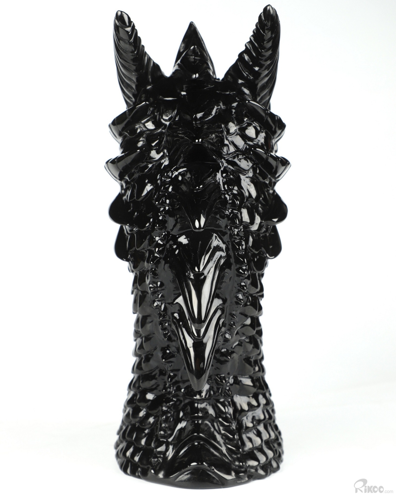 7.1″ Black Obsidian Carved Crystal Dragon & Labradorite Eyes Sculpture, Healing