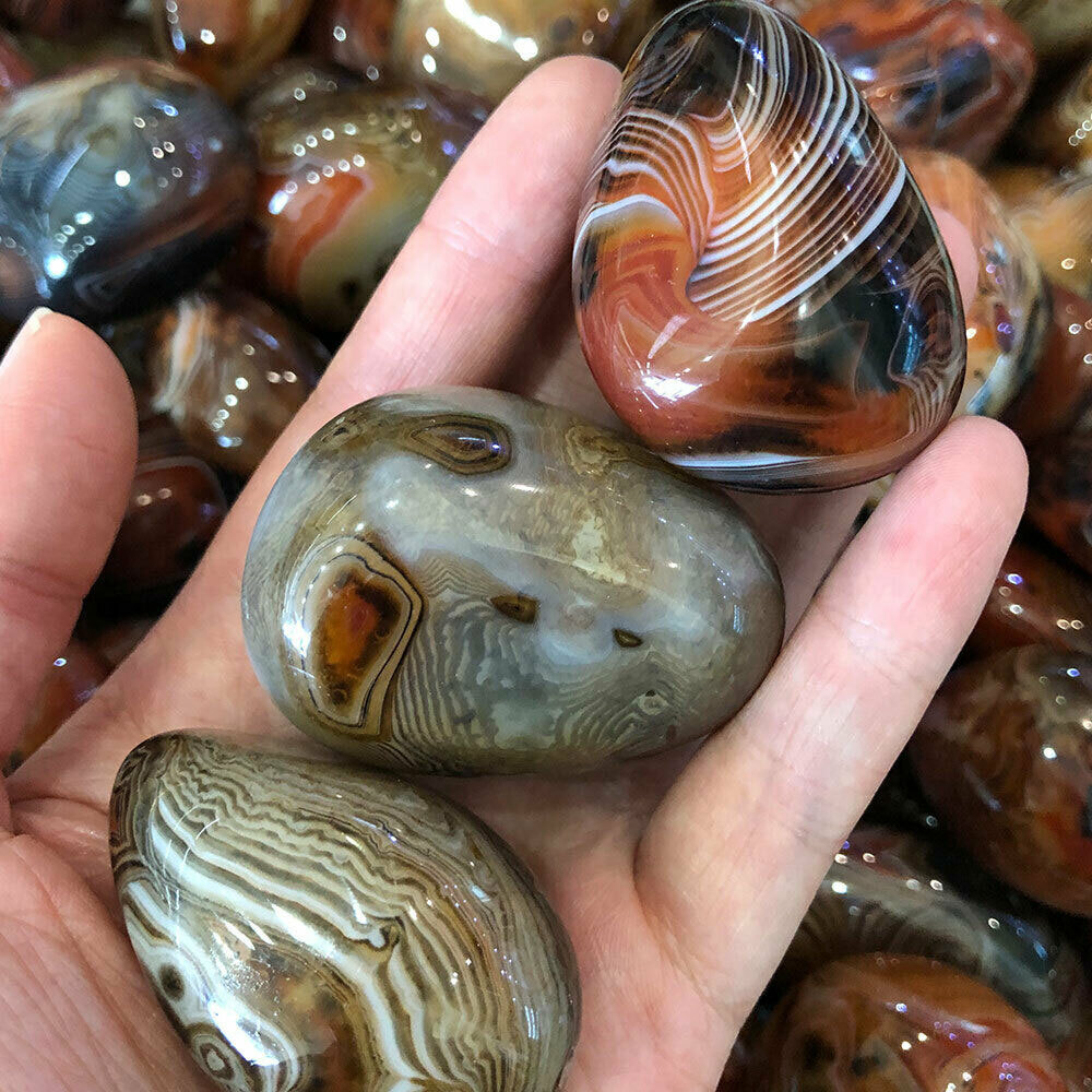 Natural 10Pcs Silk Banded Lace Agate Crystal Sardonyx Carnelian Stone Wholesale