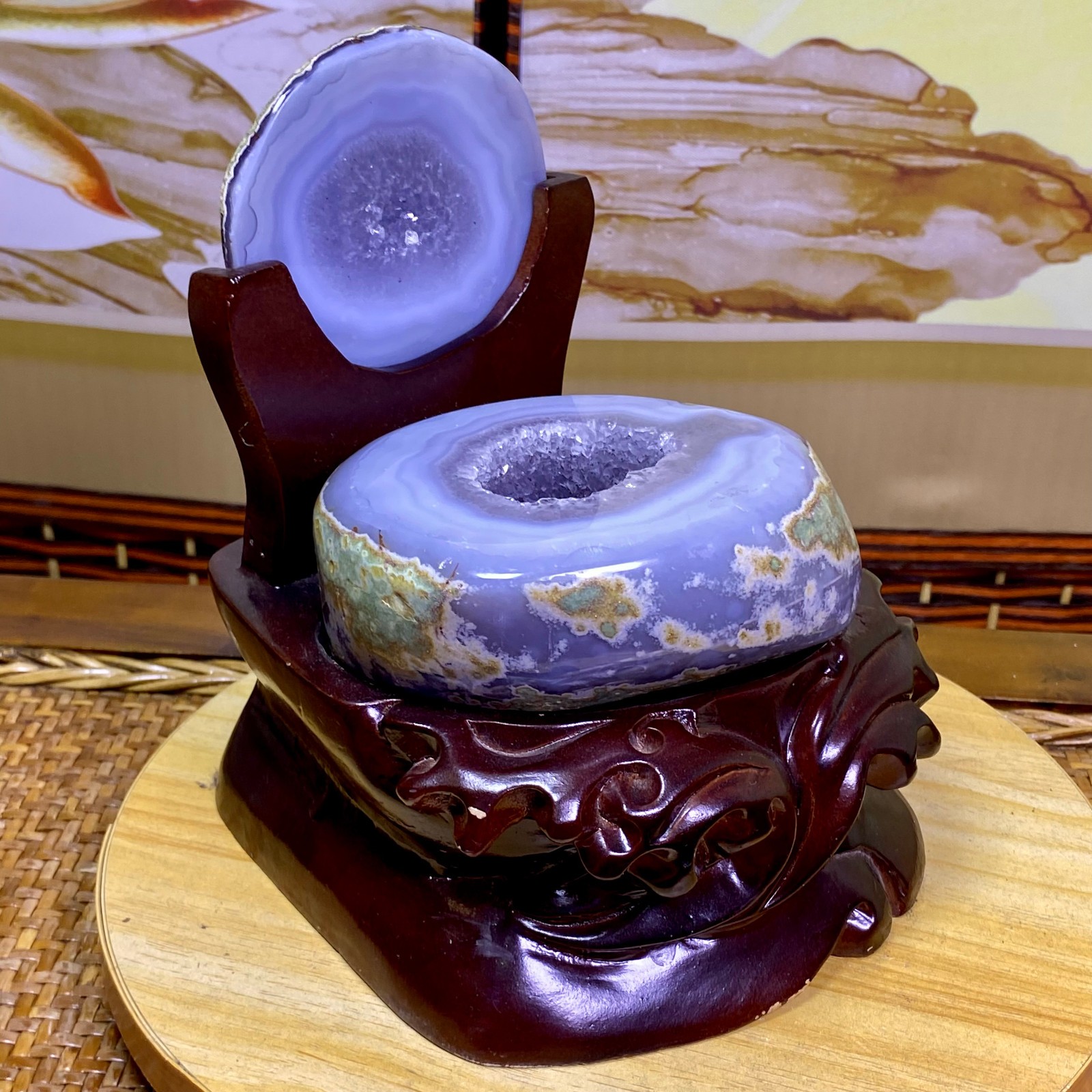 4.49LB Natural amethyst Agate Treasure Basin Quartz Geode cluster Healing decor