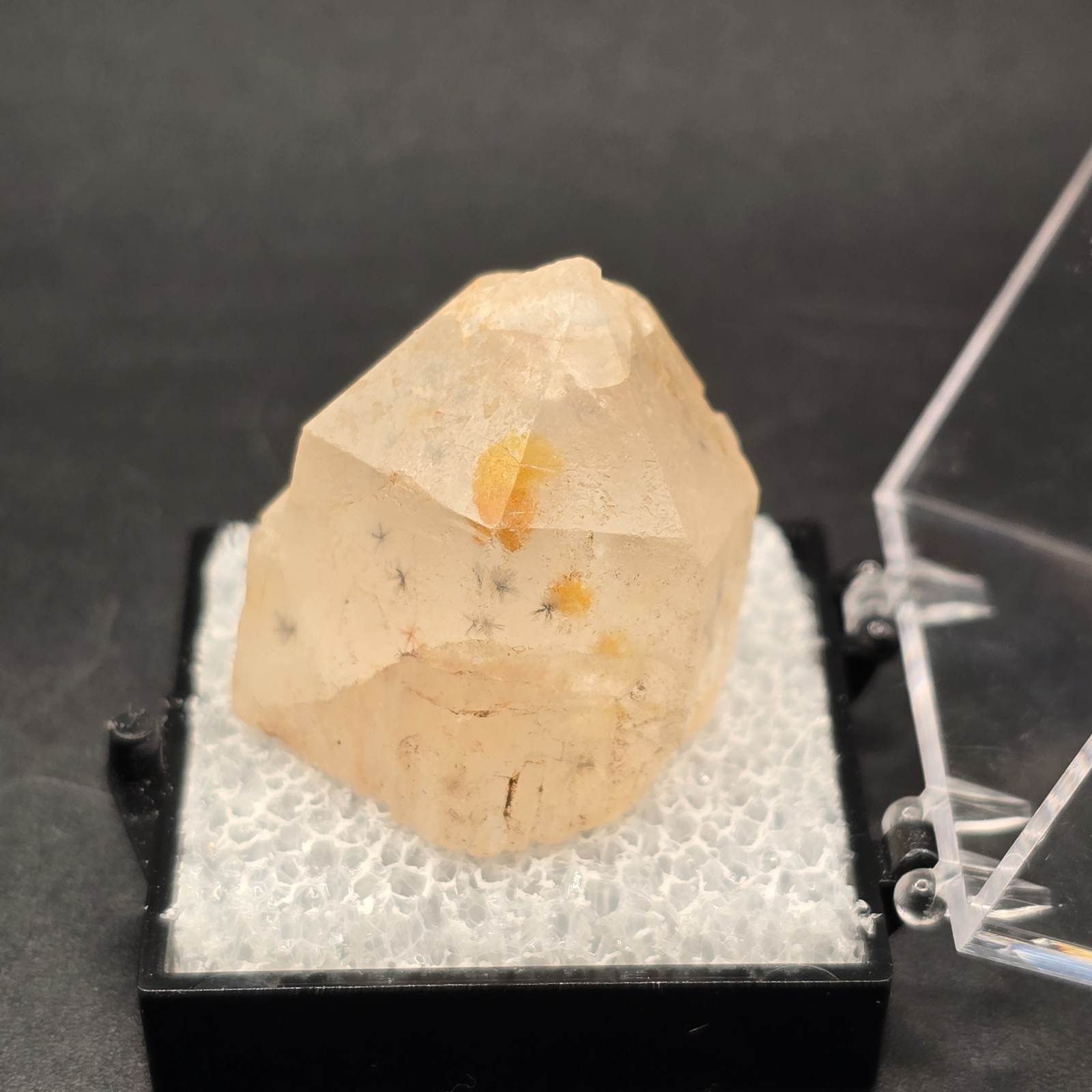 Hollandite Spider Quartz Point Crystal Madagascar Gemstone Specimen in Perky Box