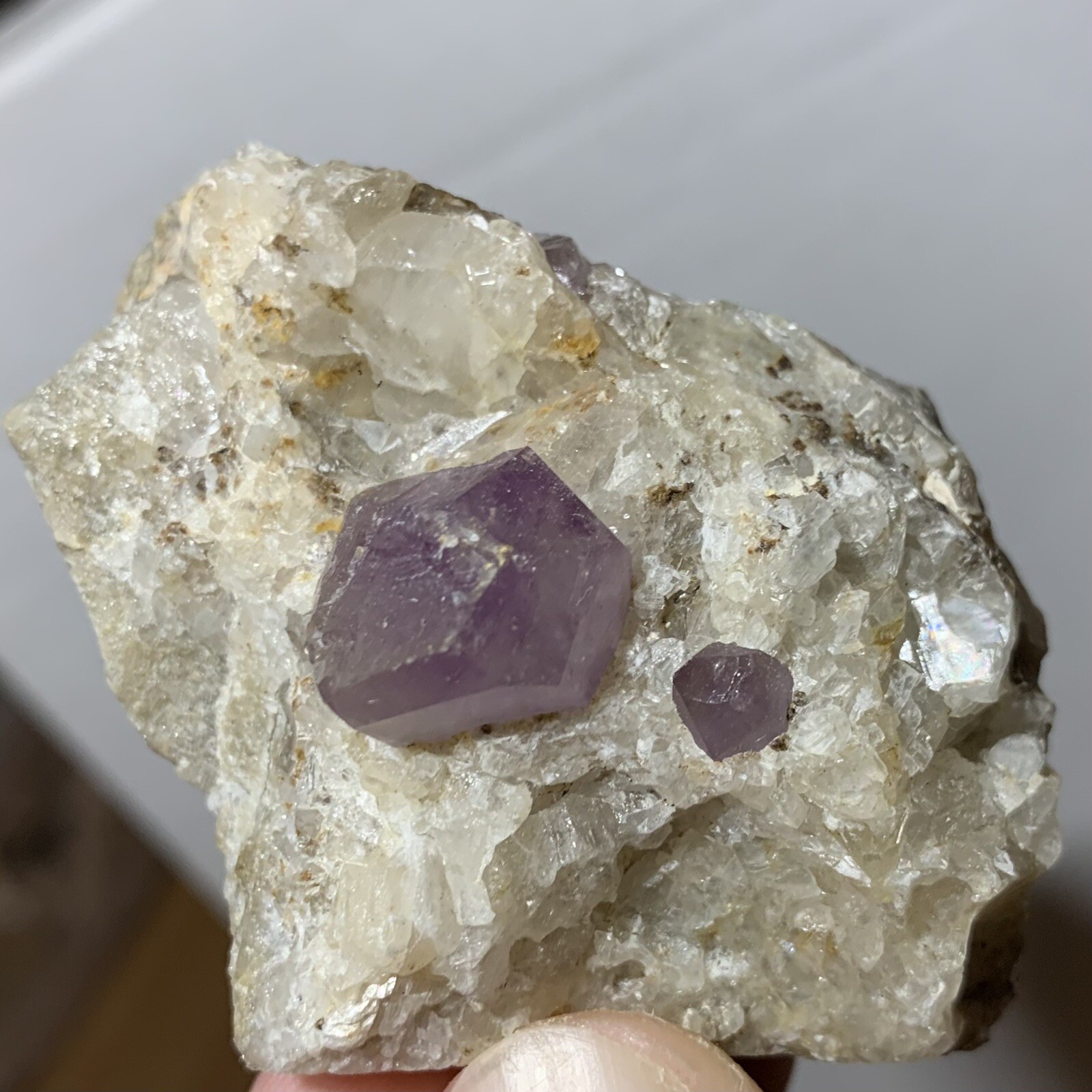 Amethyst Quartz Crystal In Calcite Muqur Ghazni AFGHANISTAN 96g