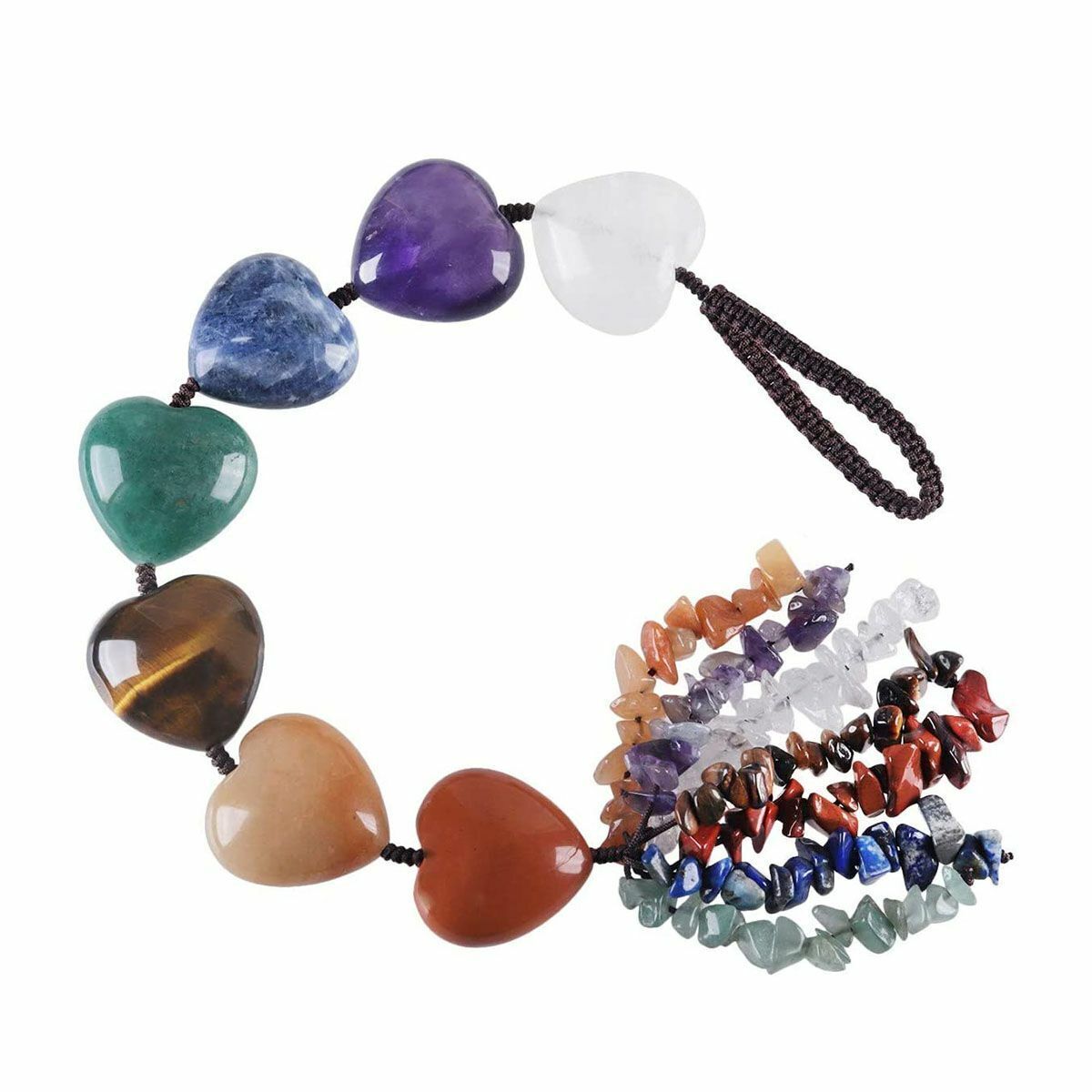 Natural 7 Chakra Hanging Decoration Reiki Irregular Healing Crystal Tassel Gift