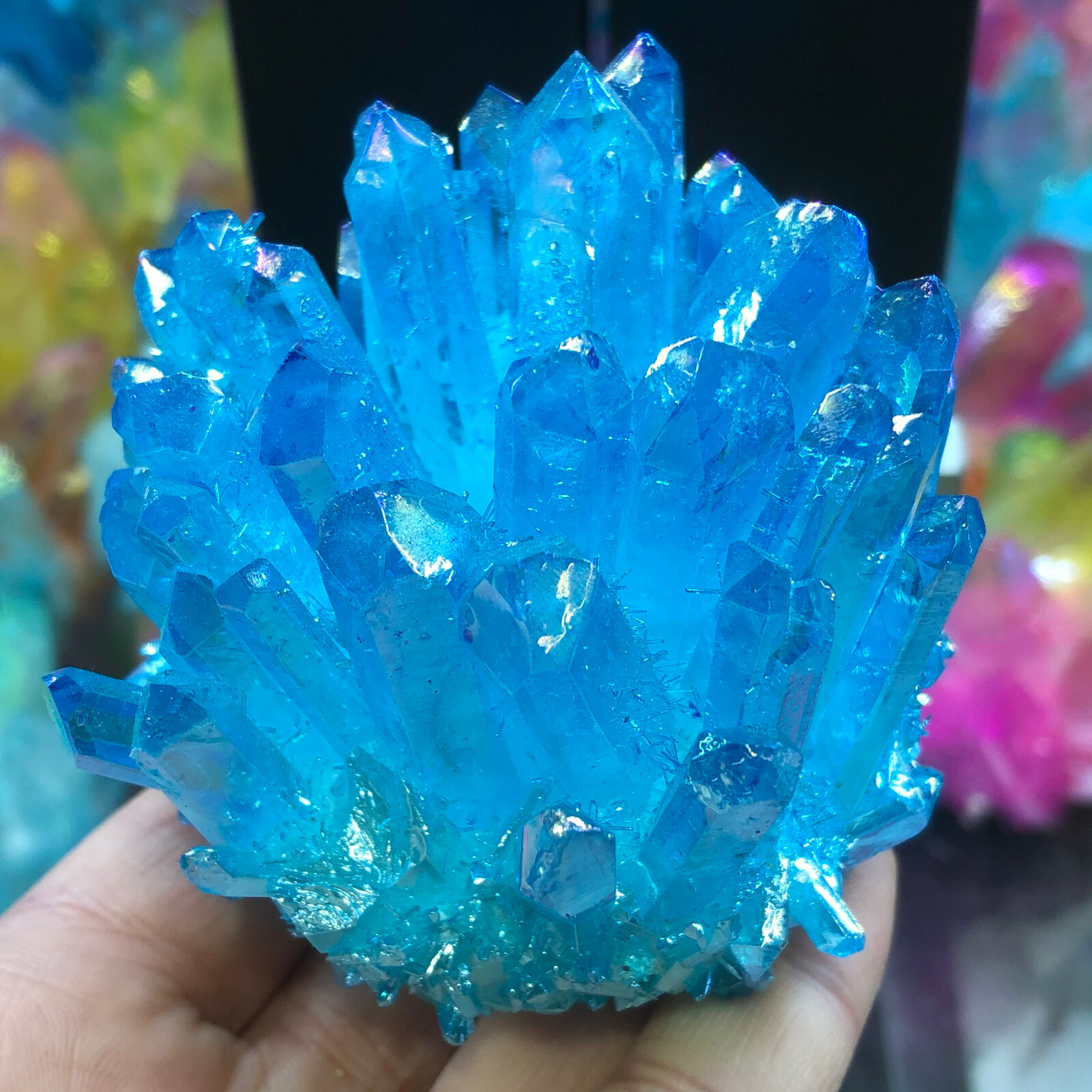 300g+ Titanium Blue Crystal Natural Quartz Cluster Specimen Healing 1pc