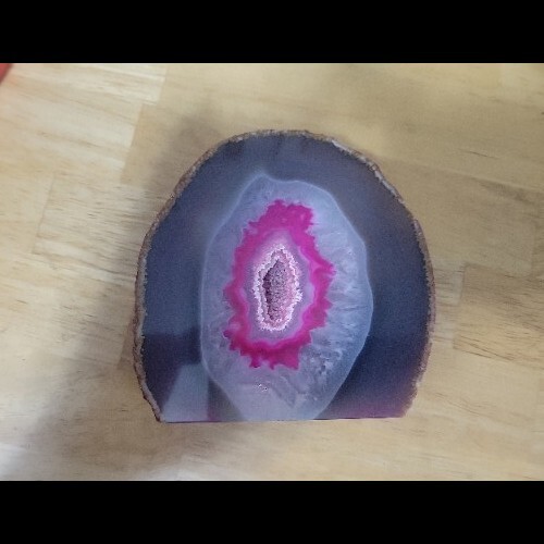 Cut Polished Dyed Pink Agate Geode