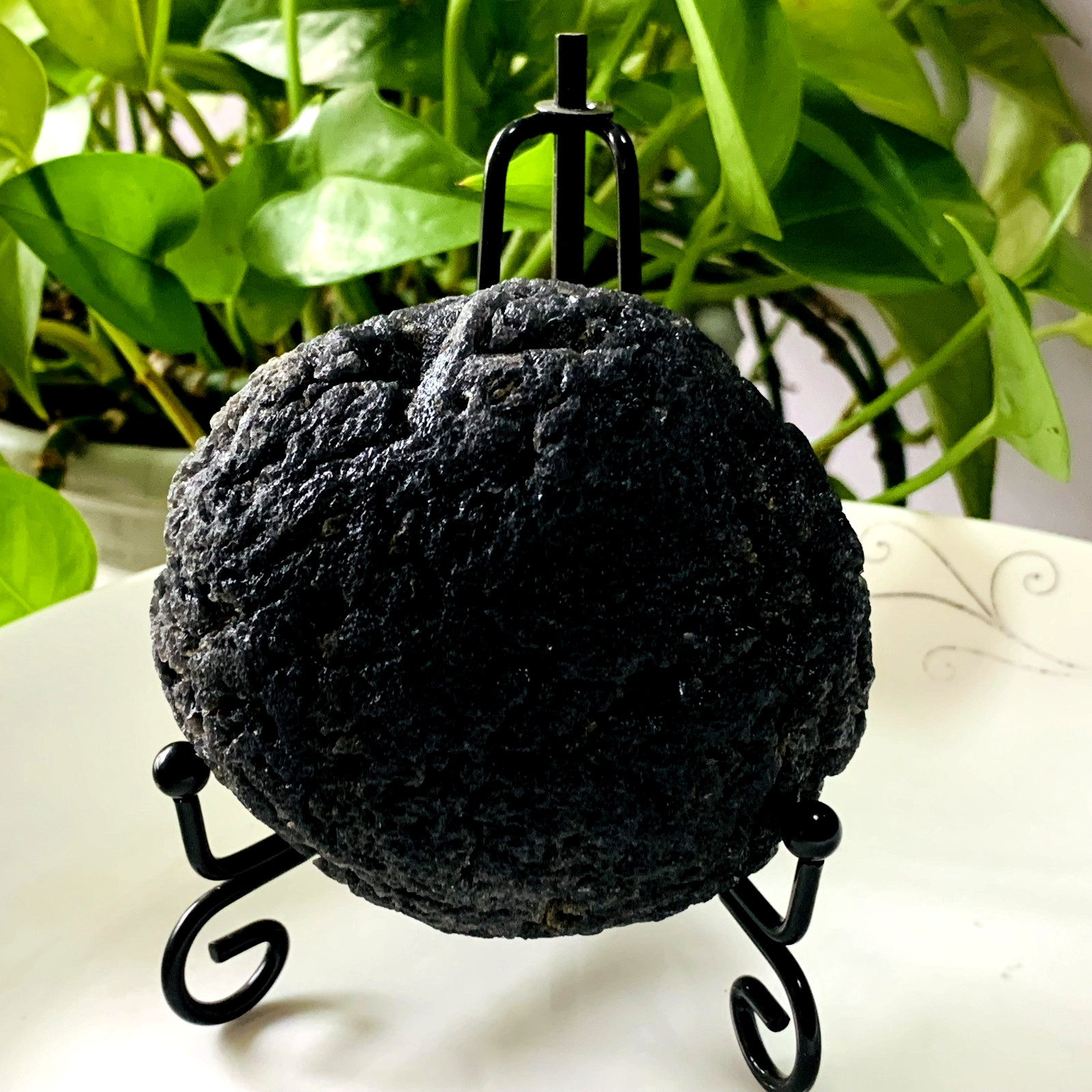 TOP 286g Natural Carbonaceous Chondrite Meteorite with Black reiki healing+stand