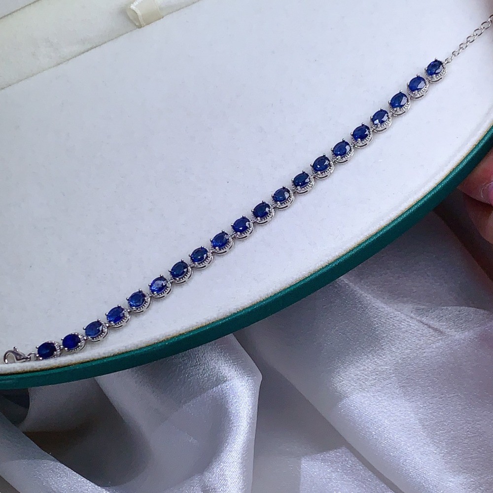 High Quality Sapphire bracelet Gemstone jewelry S925 Silver Plated18K Gold Gift