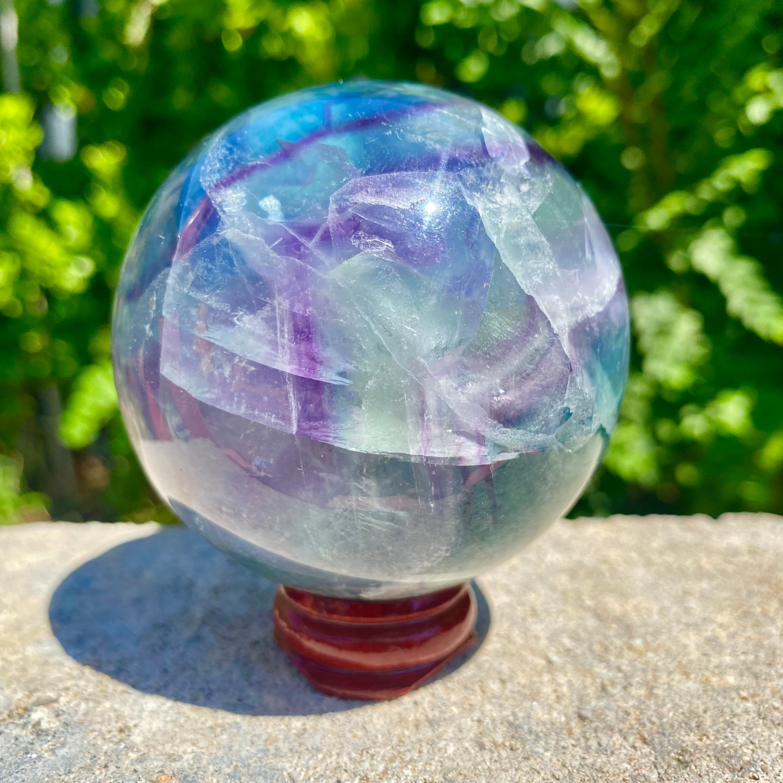 1.24LB natural Green fluorite ball quartz crystal Sphere Reiki energy healing