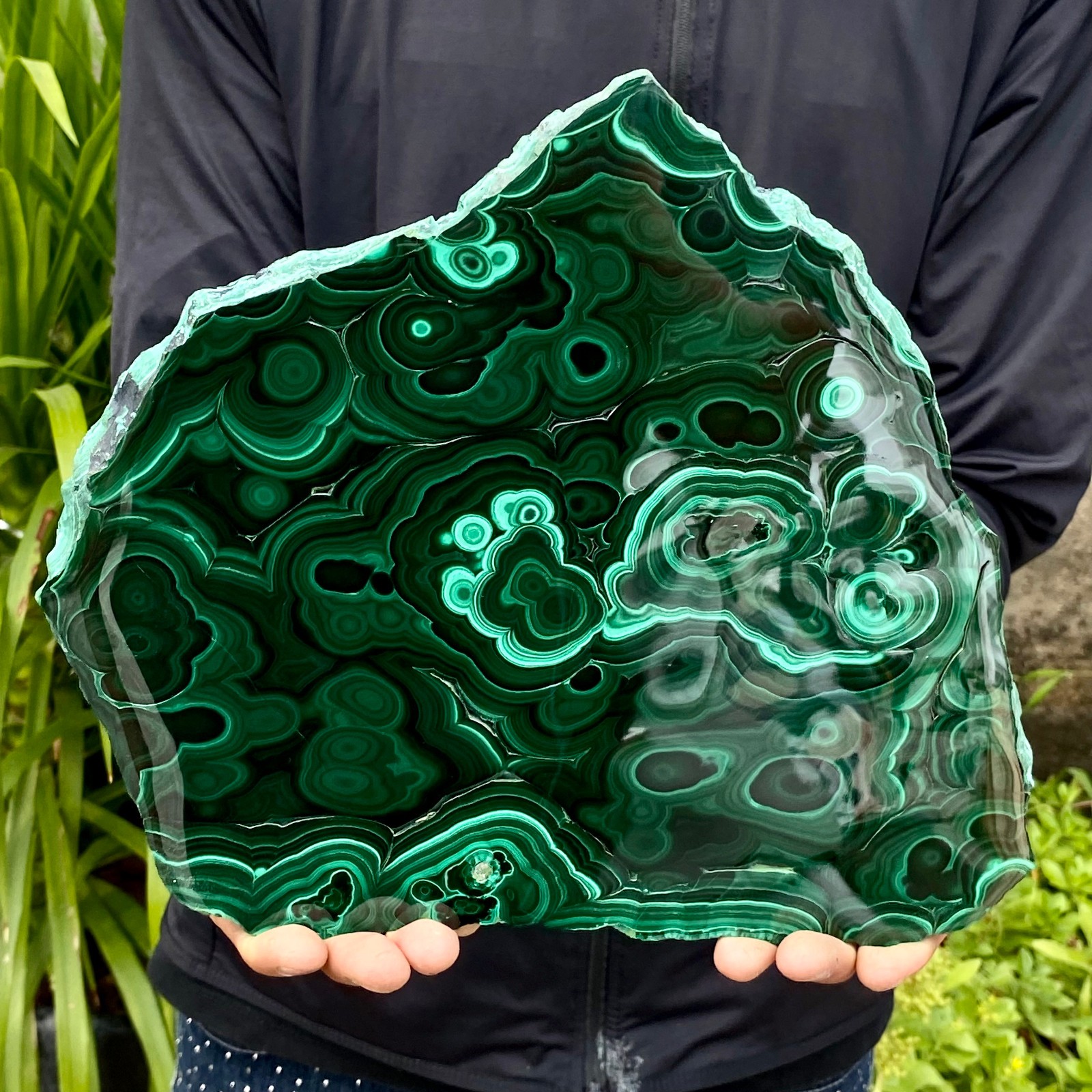 5.59LB Natural Green Malachite Slab Quartz Crystal Slice Ore Specimen Healing