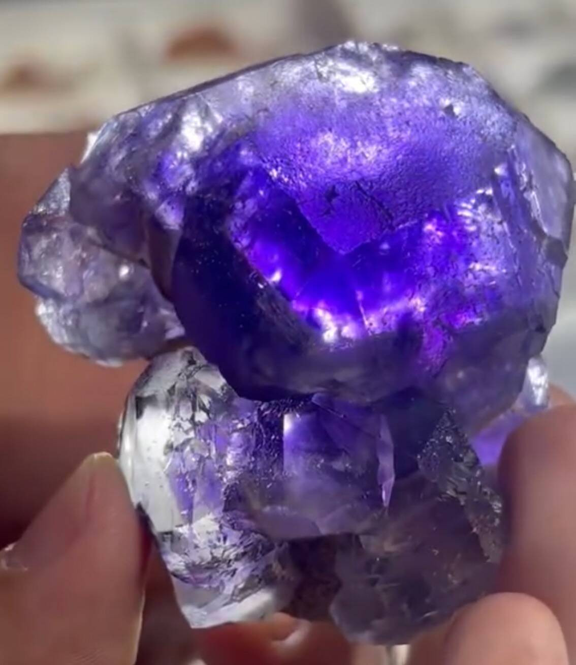 Natural Transparent Purple Window Fluorite Mineral Specimen China