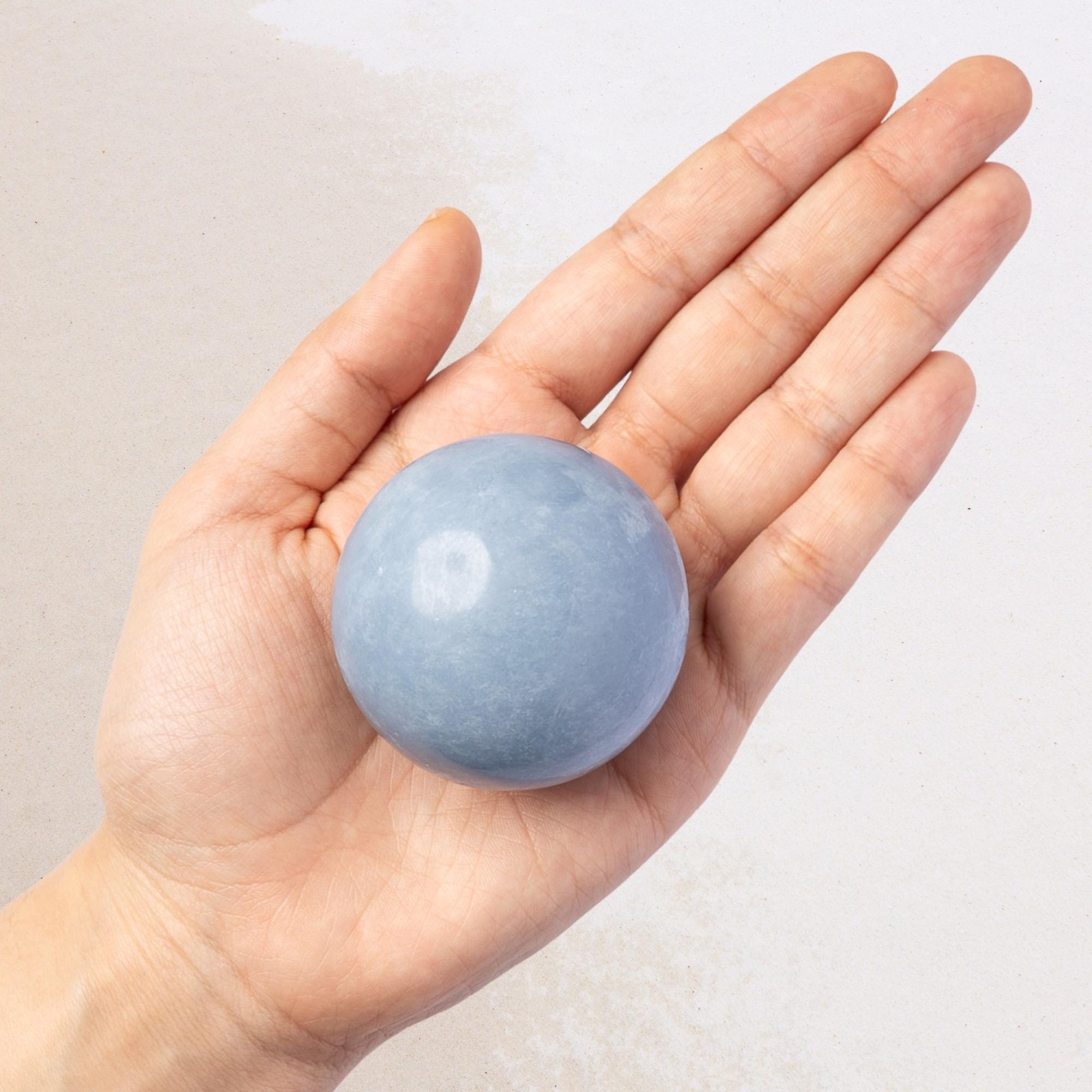 Angelite Sphere Stand Natural Polished Crystal Ball Decorative Stone Gift Decor