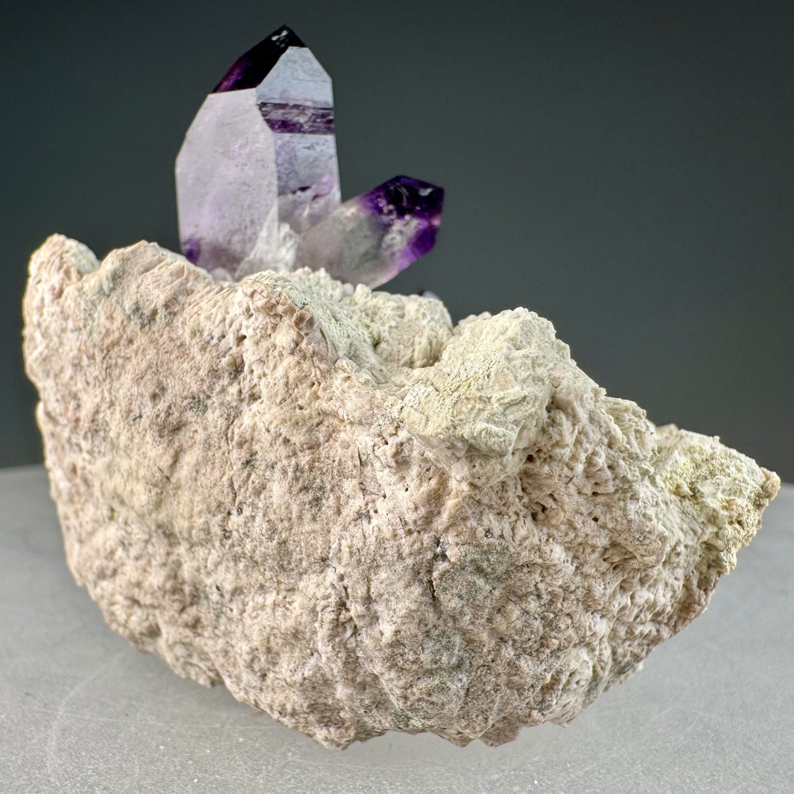 Fine Amethyst Crystals on Microcline: Brandberg Complex, Brandberg Area, Namibia
