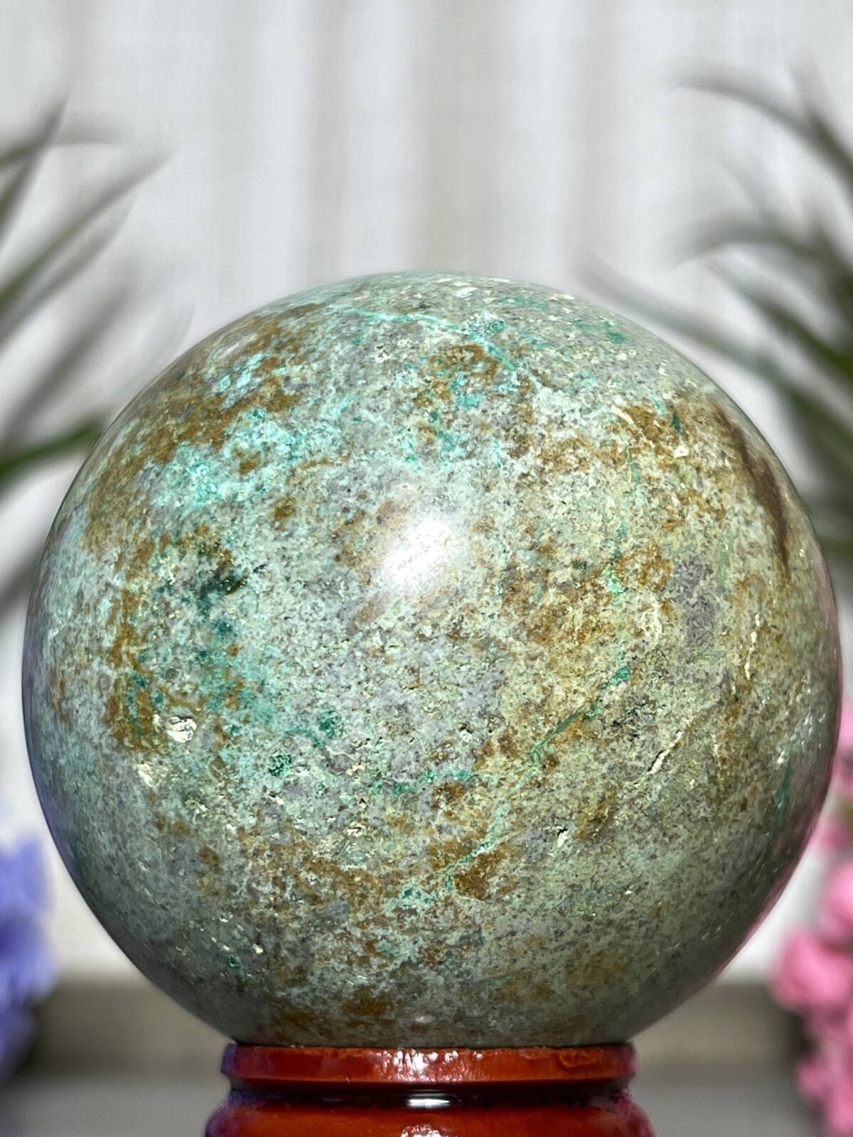 PHOENIX SPHERE 💚 Green Blue Mineral Copper Ore Malachite Turquoise Crystal Orb