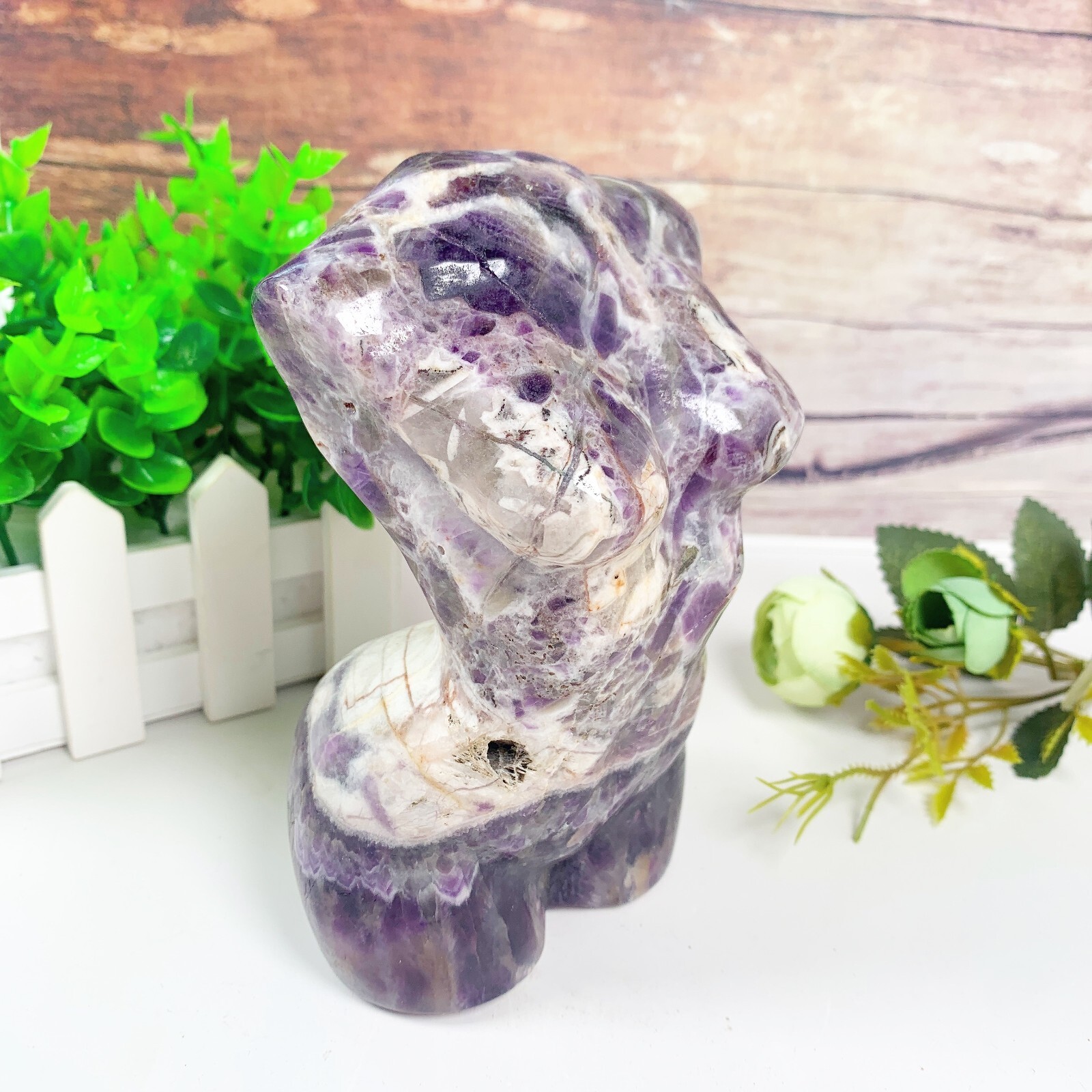 1pc Natural amethyst goddess Crystal woman body carving Home decoration