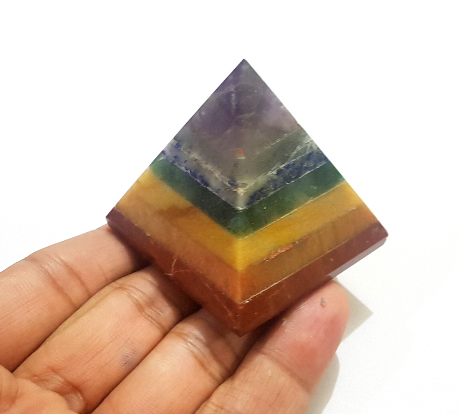 7 Chakra Bonded Big Natural Crystal Chakra Pyramid 2 Inches